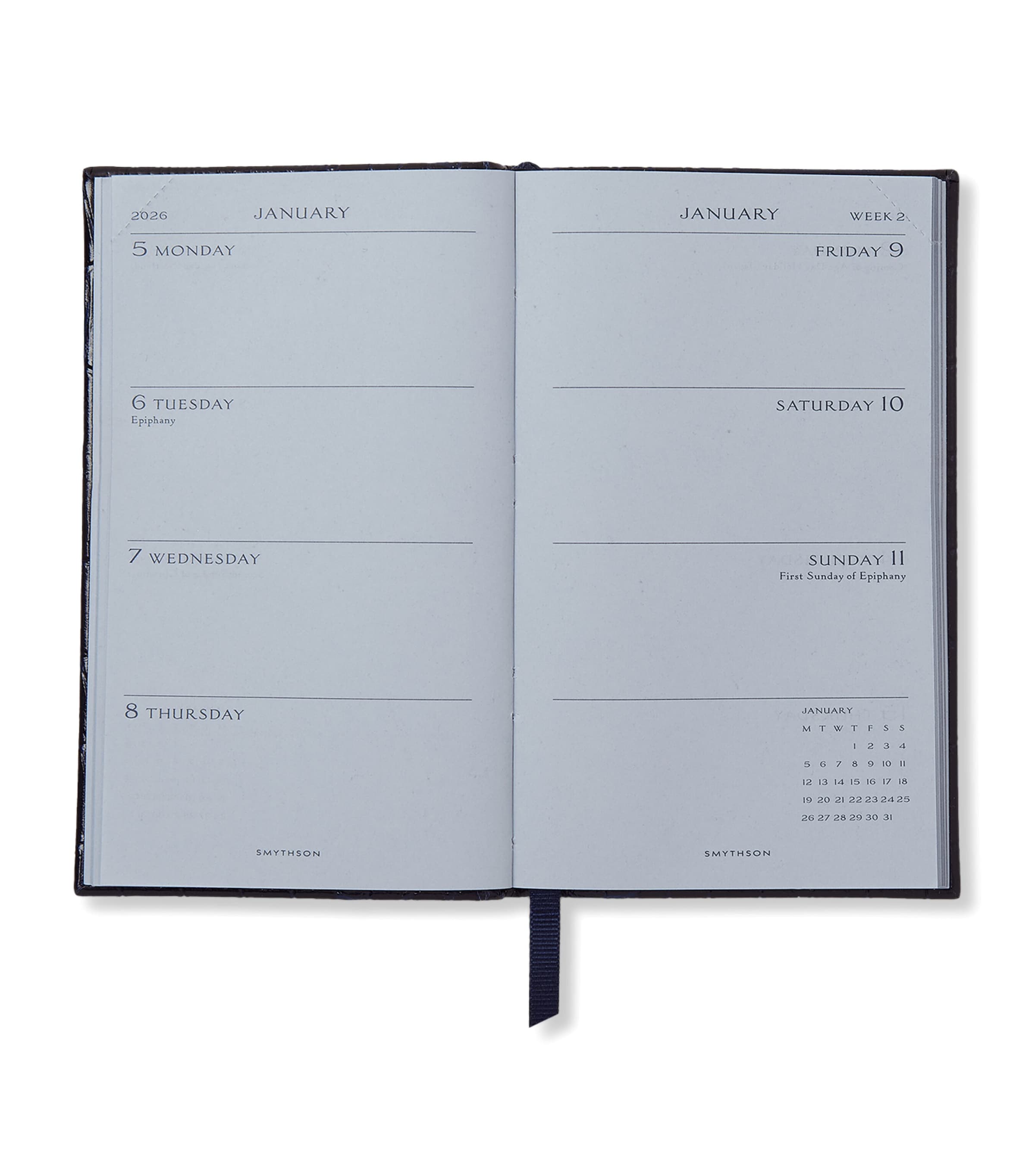 Mara Leather Croc-Embossed Panama 2026 Pocket Diary NAVY Image 2