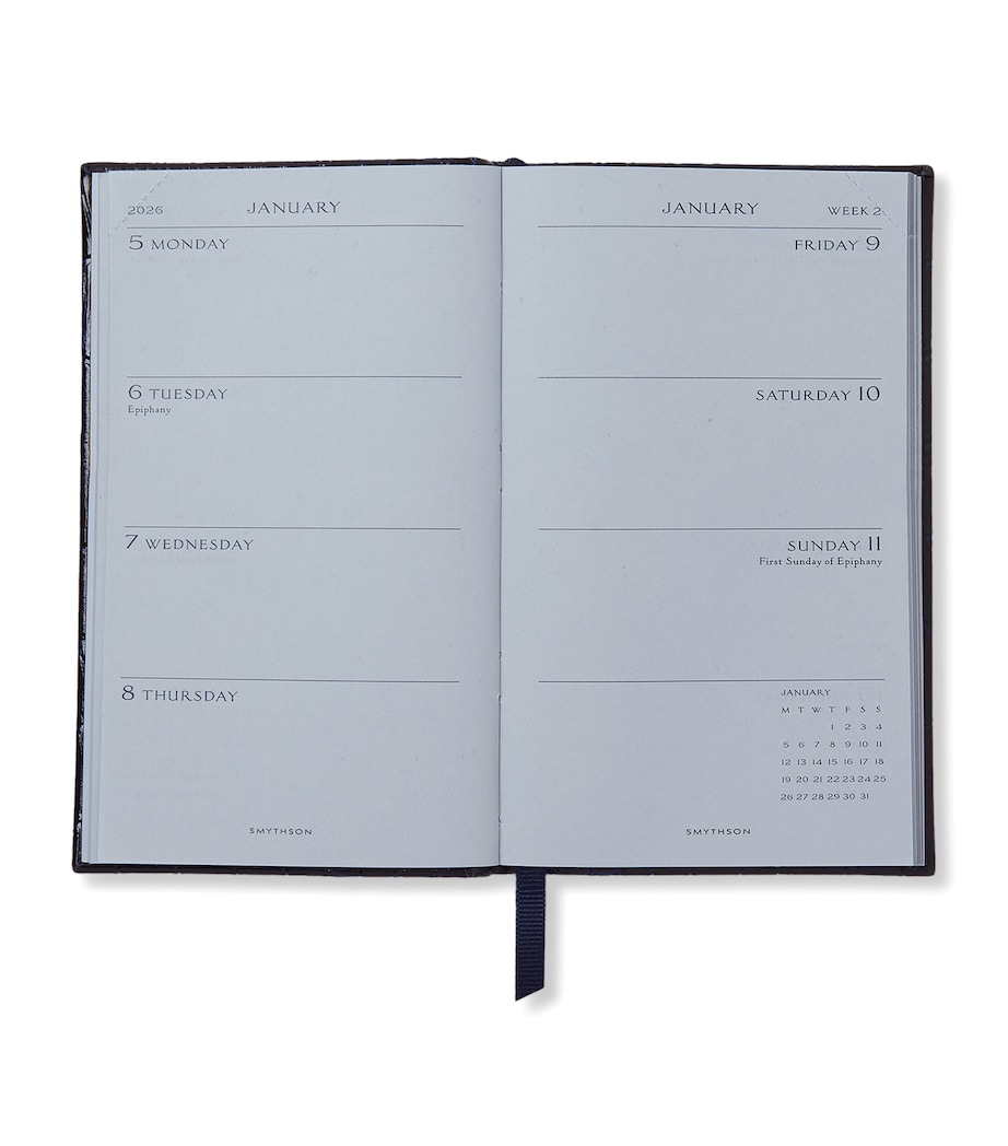 Mara Leather Croc-Embossed Panama 2026 Pocket Diary NAVY Image 2