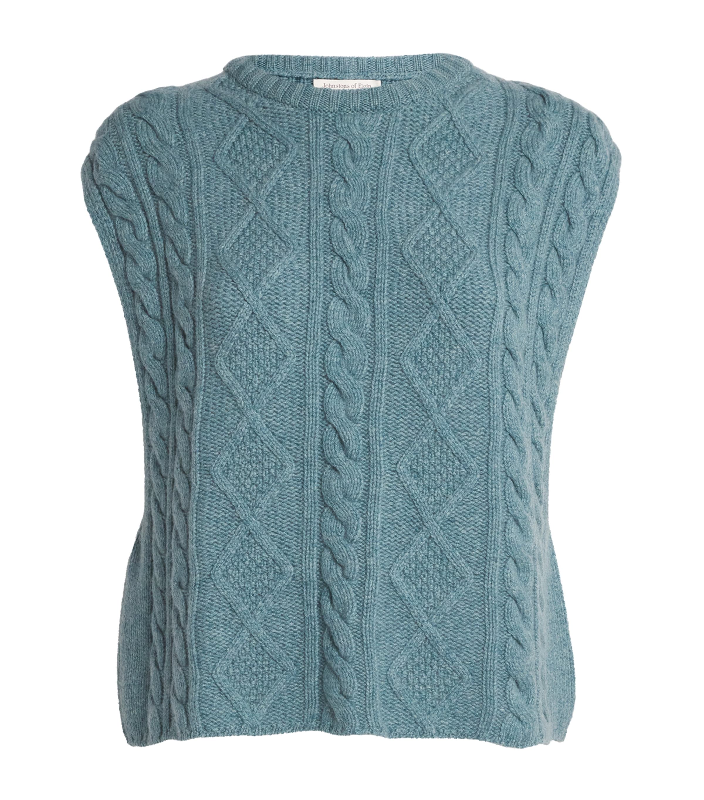 Cashmere Aran-Knit Oversized Sweater Vest HC0038 SEASCAPE Image 1