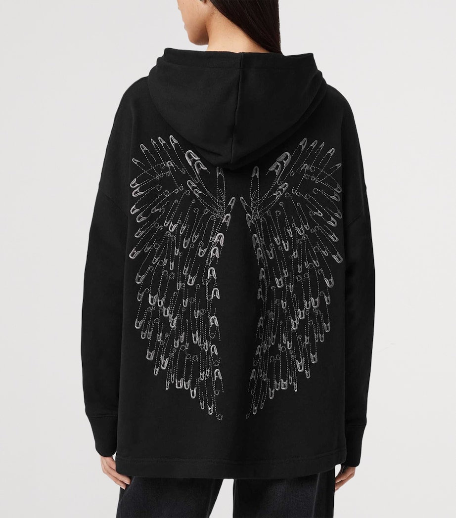 AllSaints Womens Organic Cotton Pin-Detail Etienne Hoodie Black Image 5