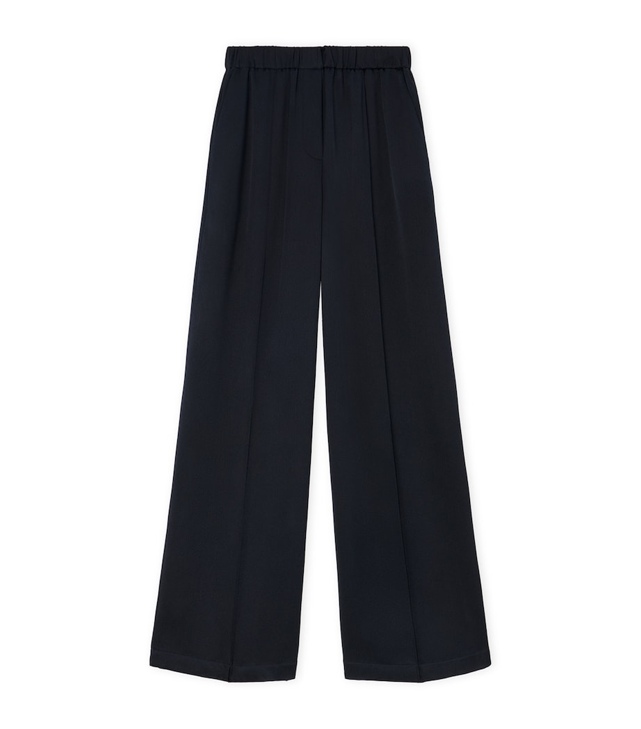 LOEWE Womens Silk-Blend Pyjama Trousers Midnight Blue Image 1