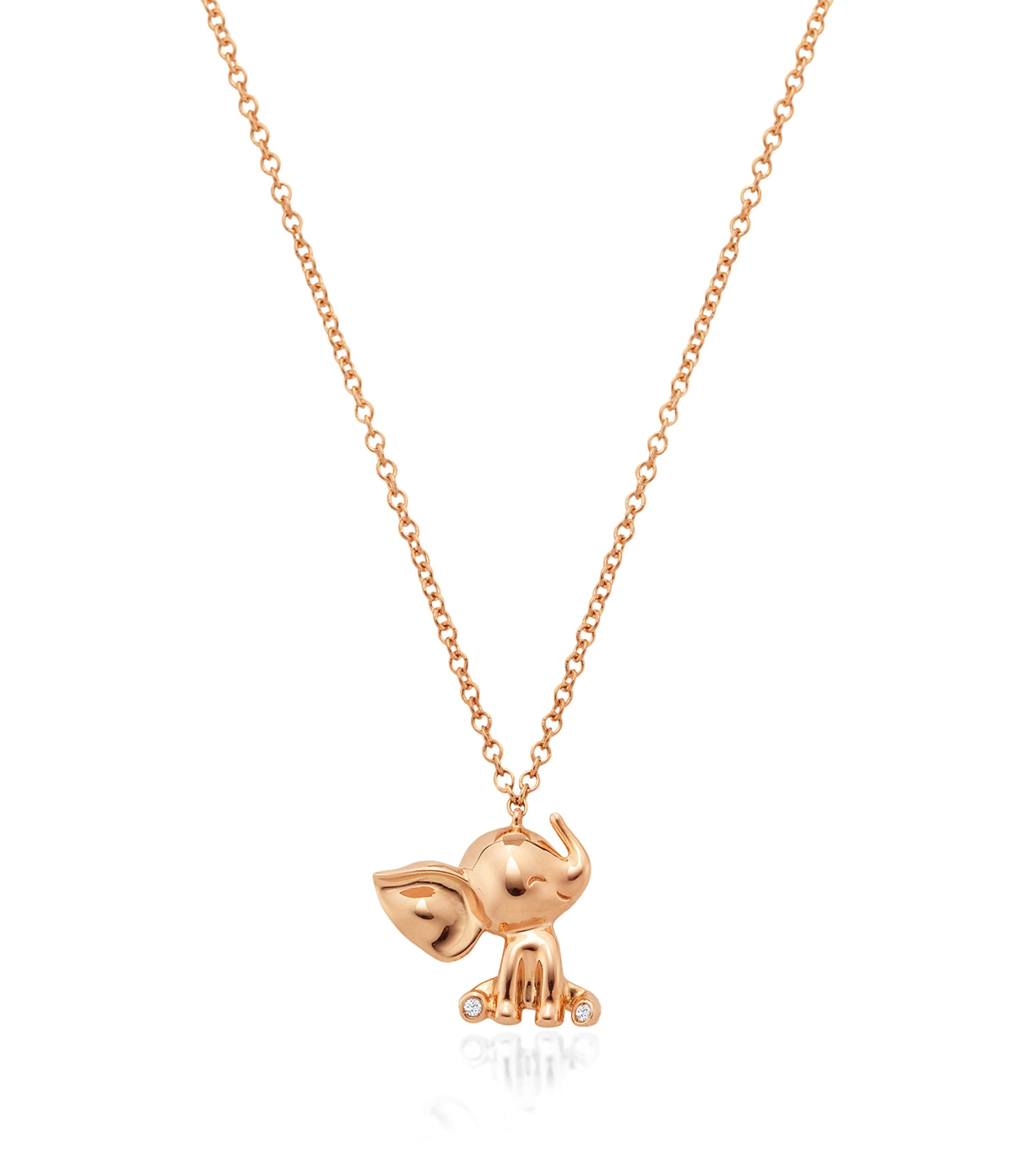 Rose Gold and Diamond Elephant Pendant WHITE Image 1