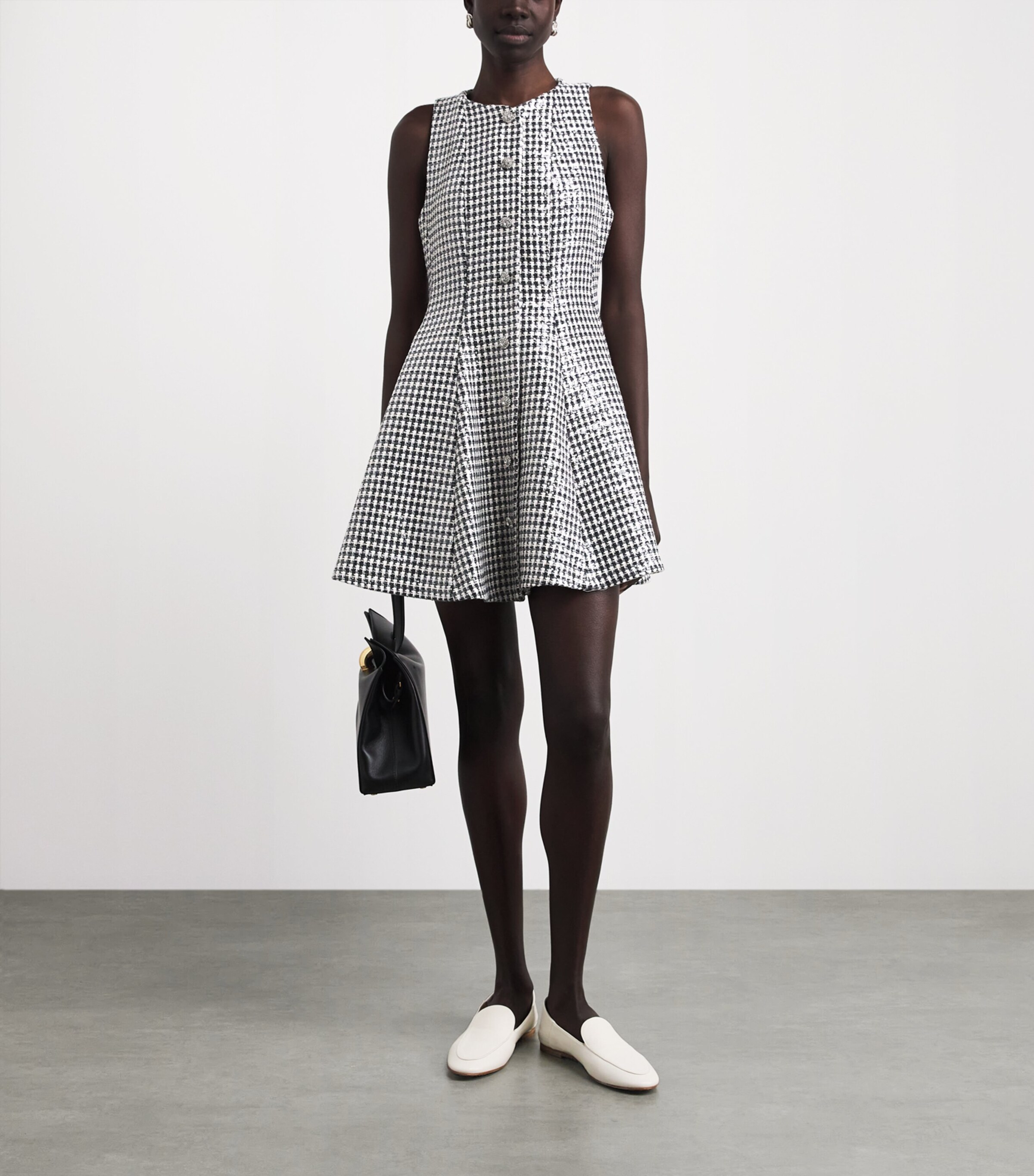 Sandro Paris Black Tweed Sequinned Mini Dress