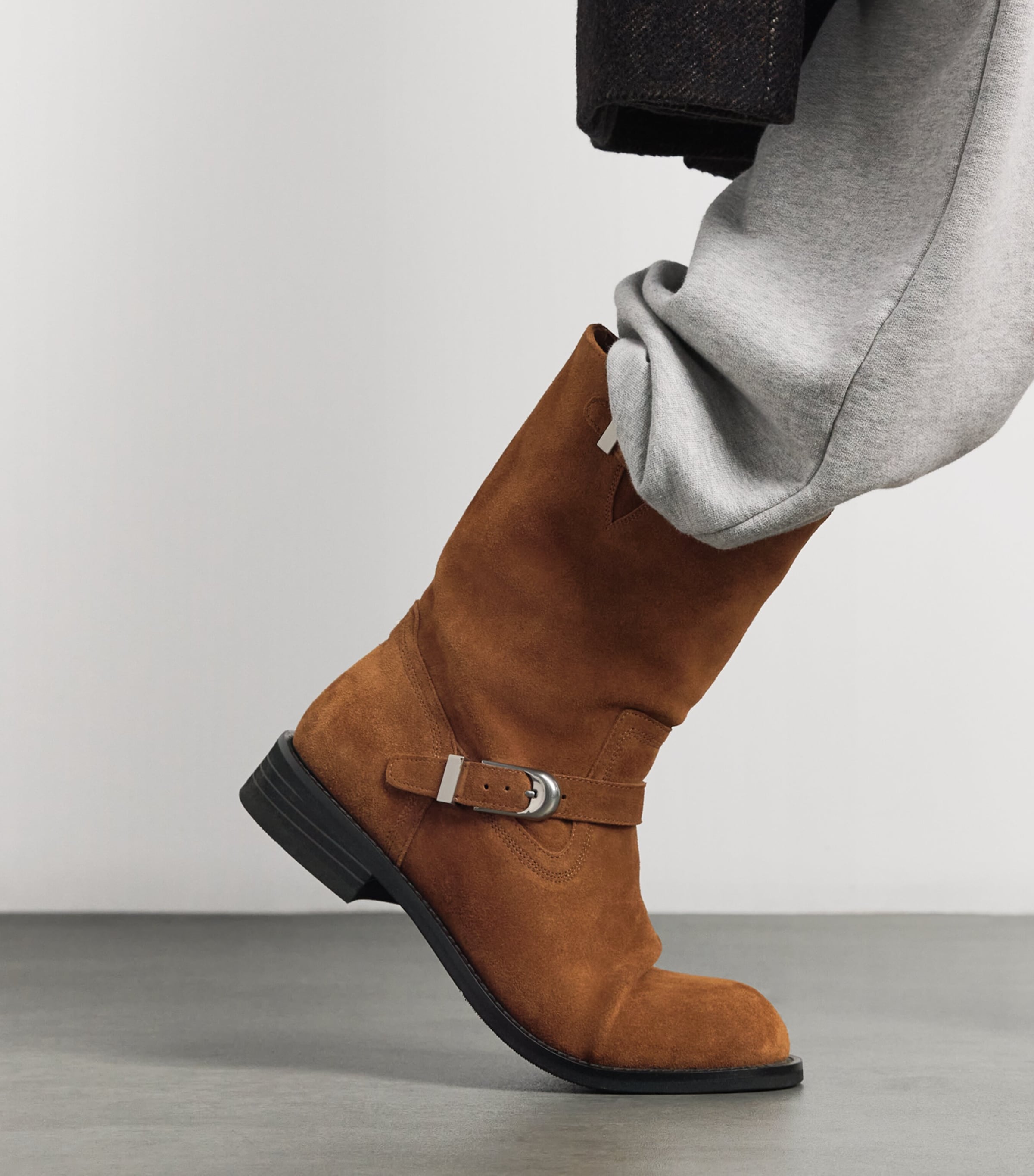 System Suede Buckle Ankle Boots Camel Image 2