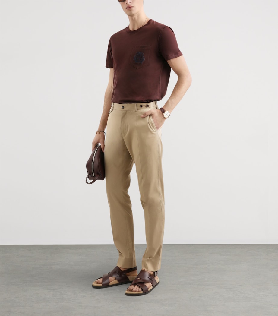 Cotton Embroidered Logo T-Shirt M5039-BROWN-DAR Image 2