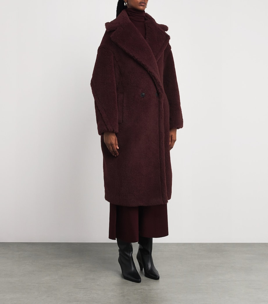 Wool-Silk Teddy Double-Breasted Coat CHERRY Image 3