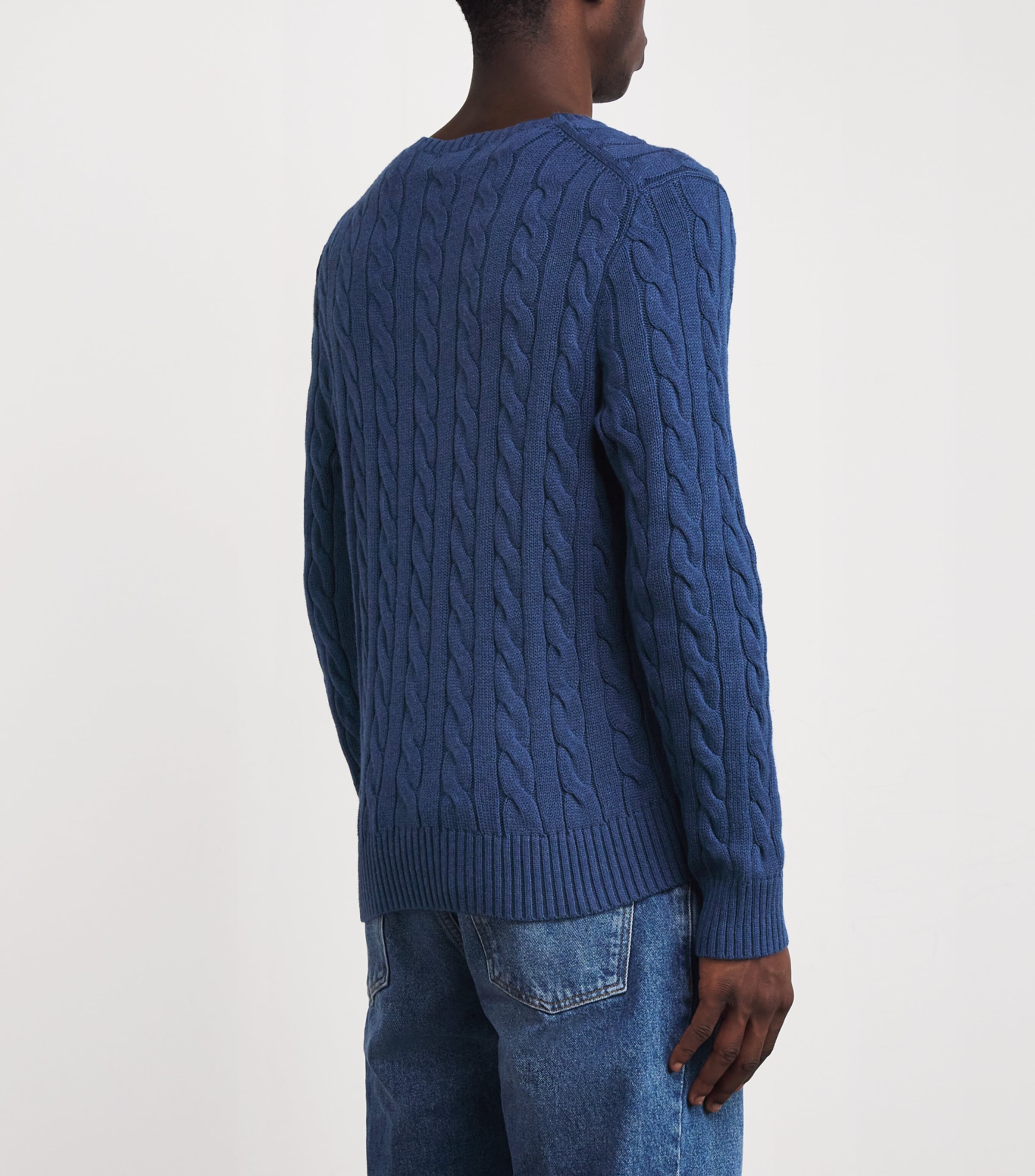 Polo Ralph Lauren Mens Cotton Cable-Knit Sweater Navy Heather Image 4