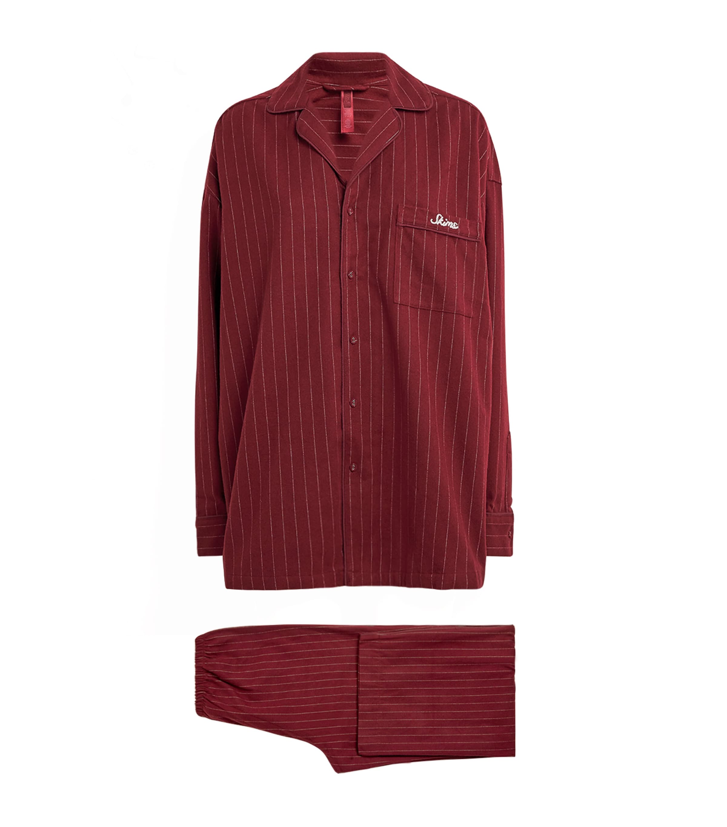 Flannel Pinstripe Pyjama Set MERLOT STRIPE Image 1