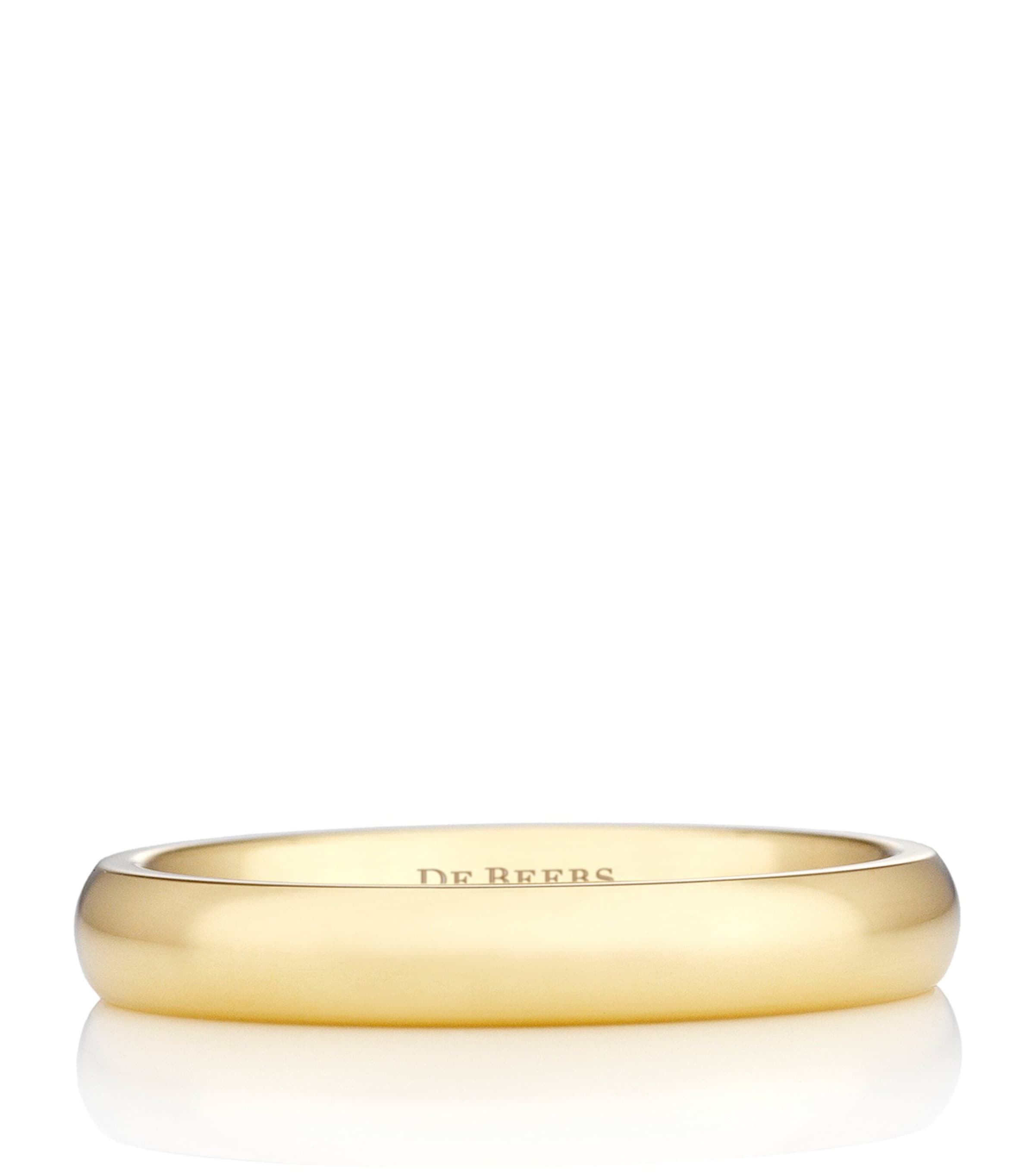 Shop De Beers Small Yellow Gold And Diamond Wide Court Band