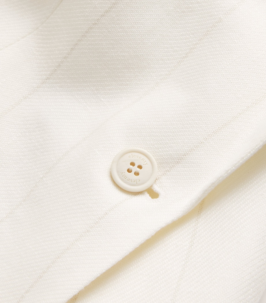 Linen-Wool Single-Button Blazer BIANCO Image 5