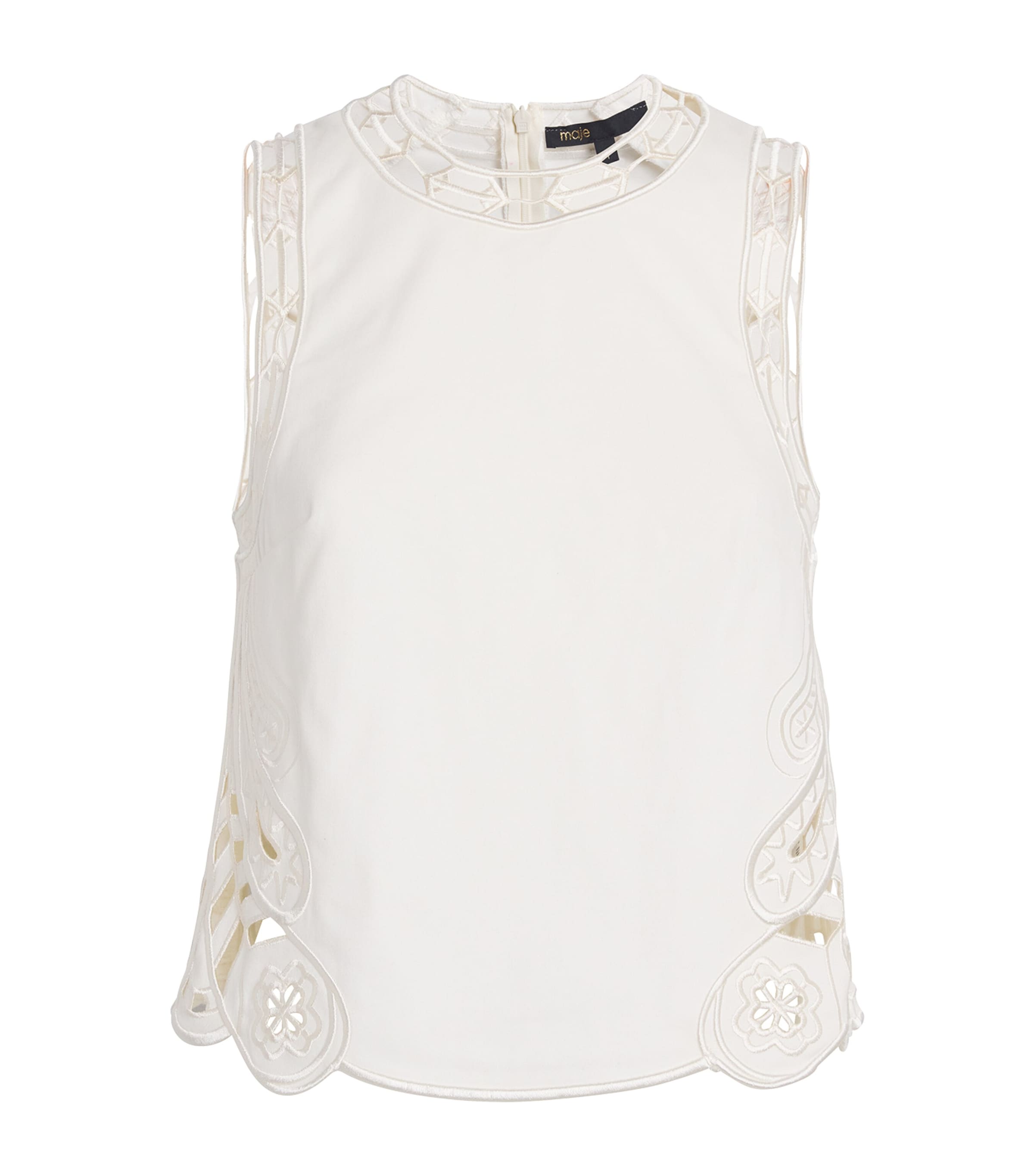 Maje Cotton-blend Embroidered Top In White