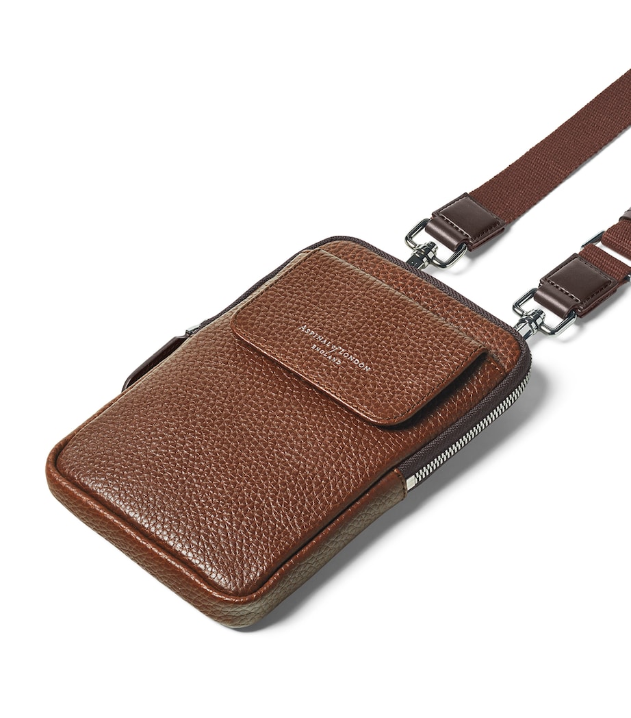 Leather Cross-Body Phone Pouch TOBACCO Image 4