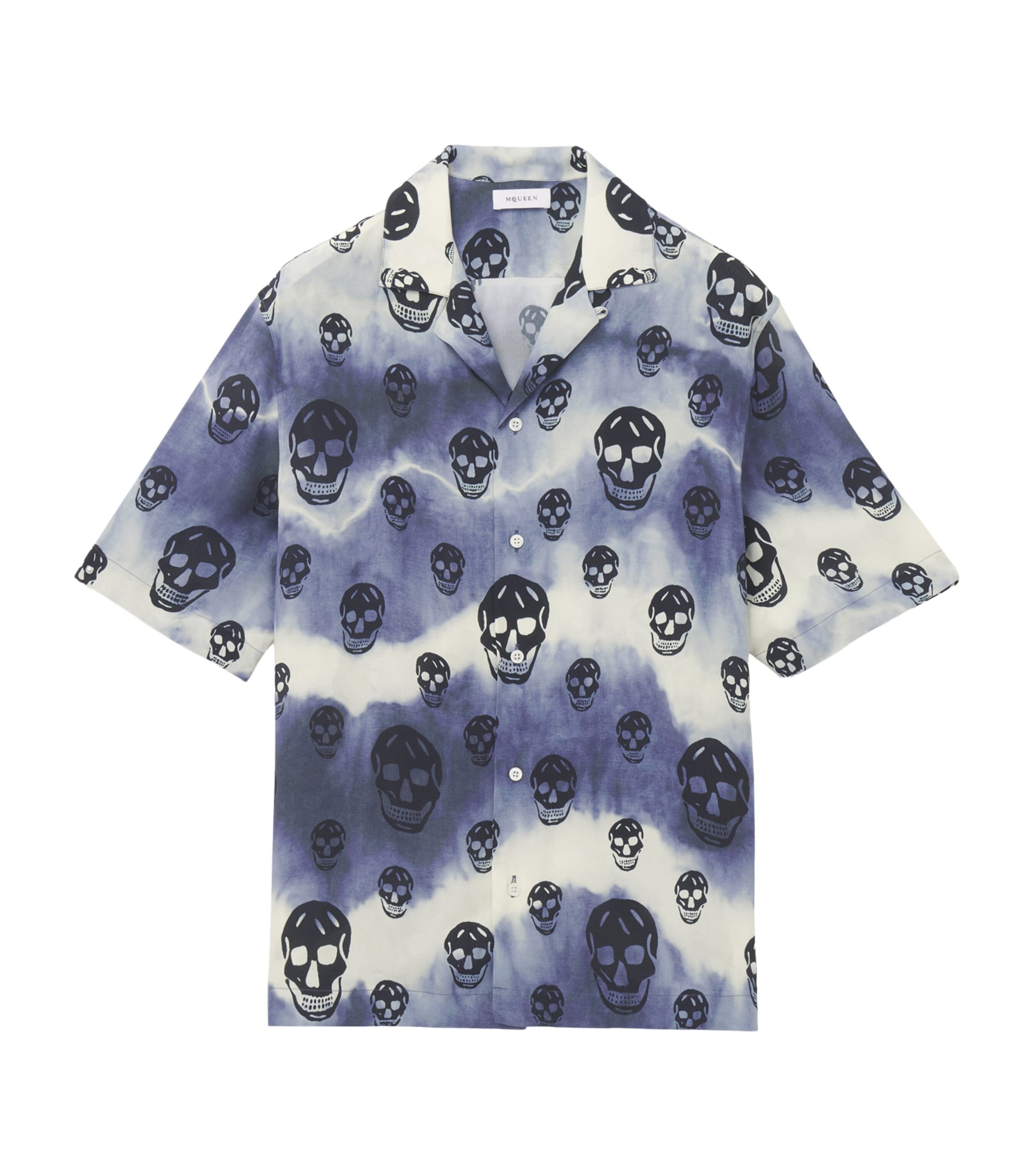 McQueen Mens Tie-Dye Skull Hawaiian Shirt Image 1