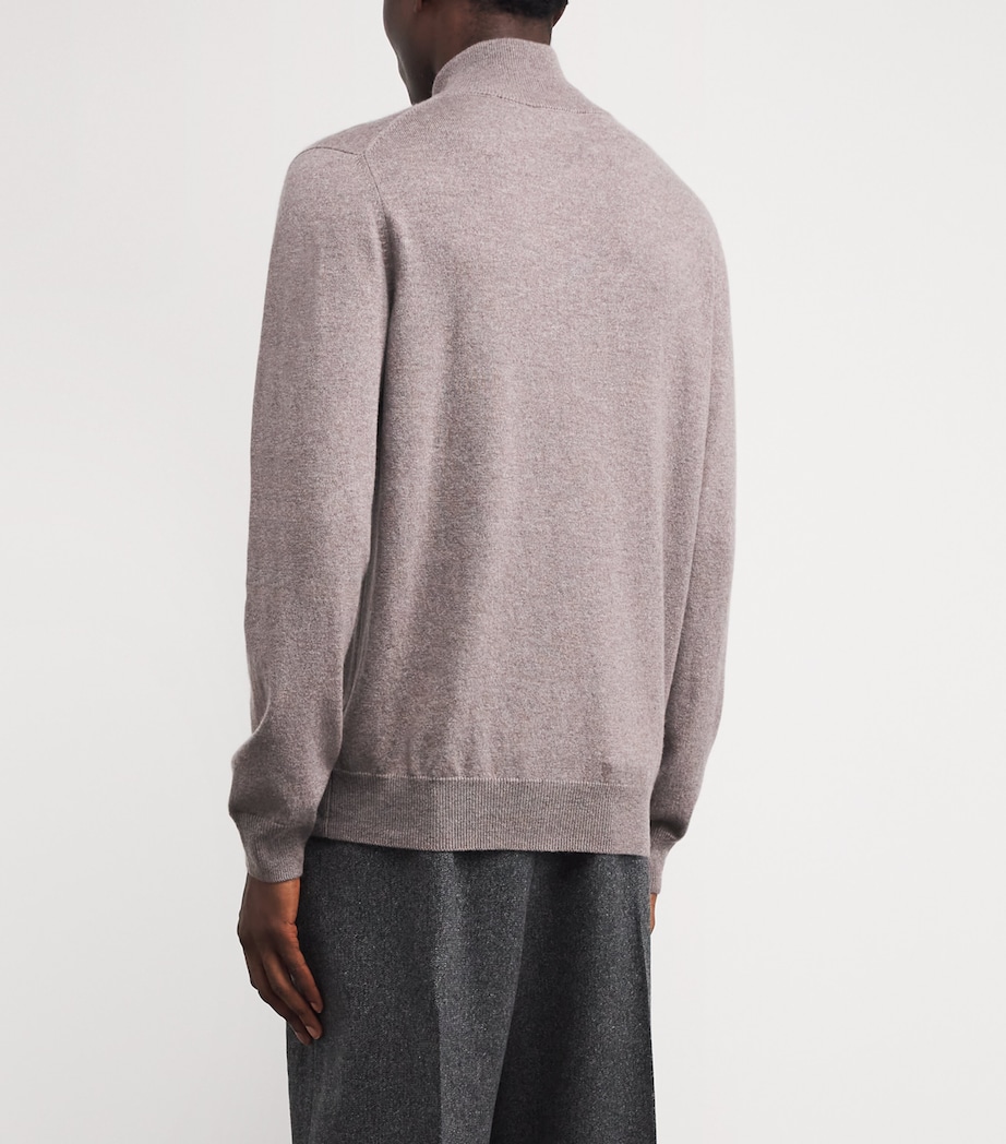 Cashmere Zip-Up Cardigan 73_TAUPE Image 4