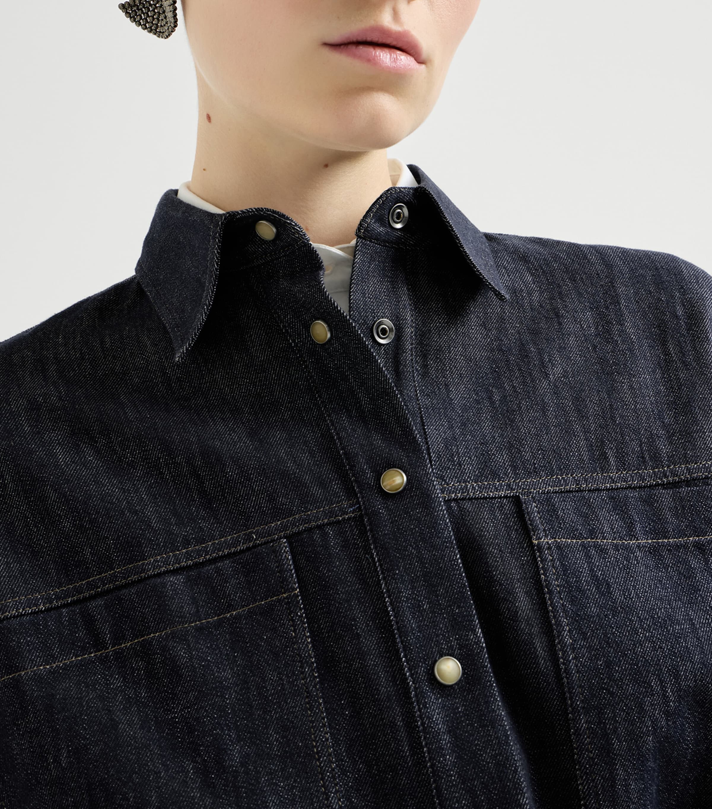 Brunello Cucinelli Womens Self-Tie Denim Shirt Image 6