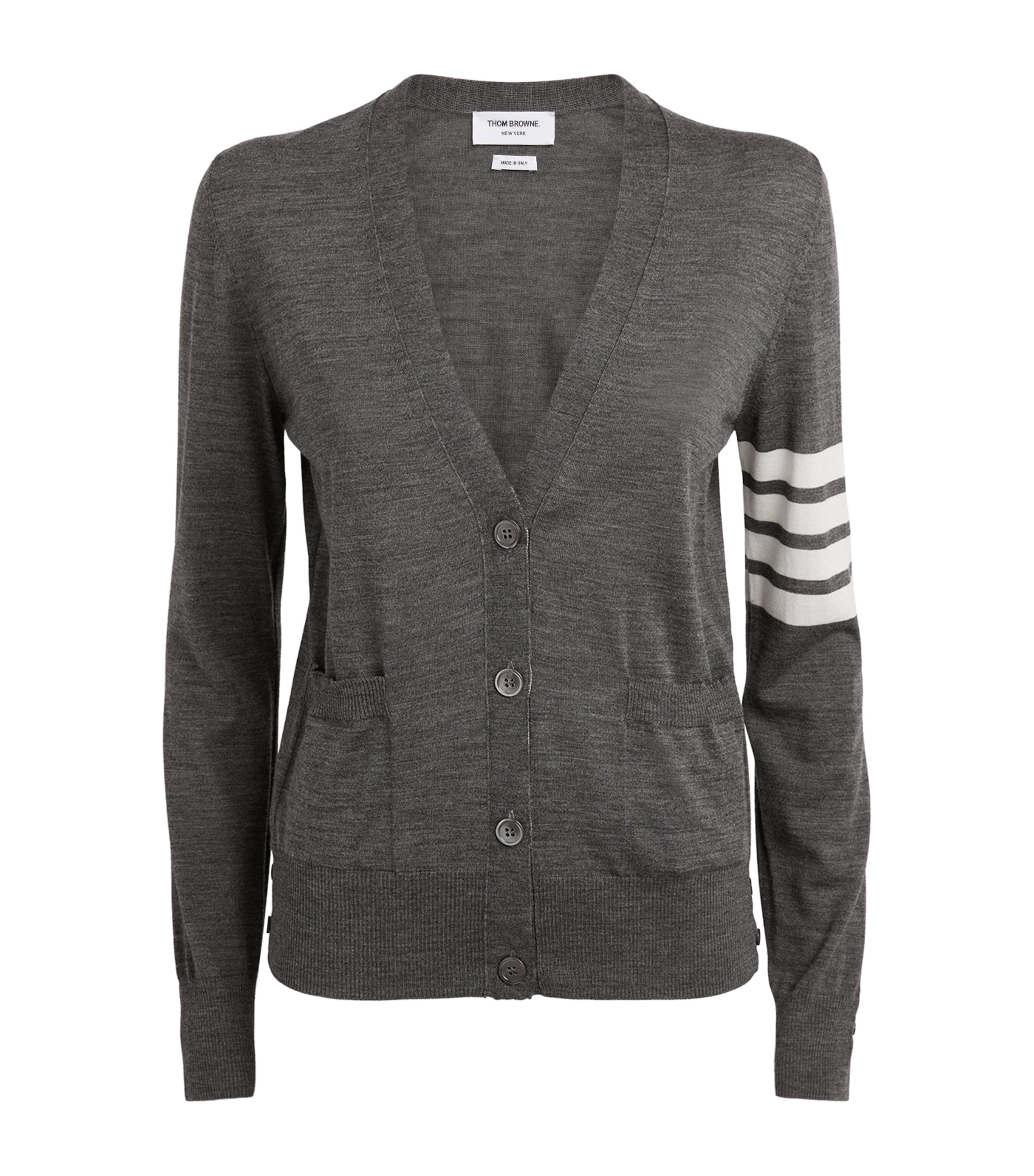 Shop Thom Browne Wool Relaxed 4-bar Cardigan In Grey