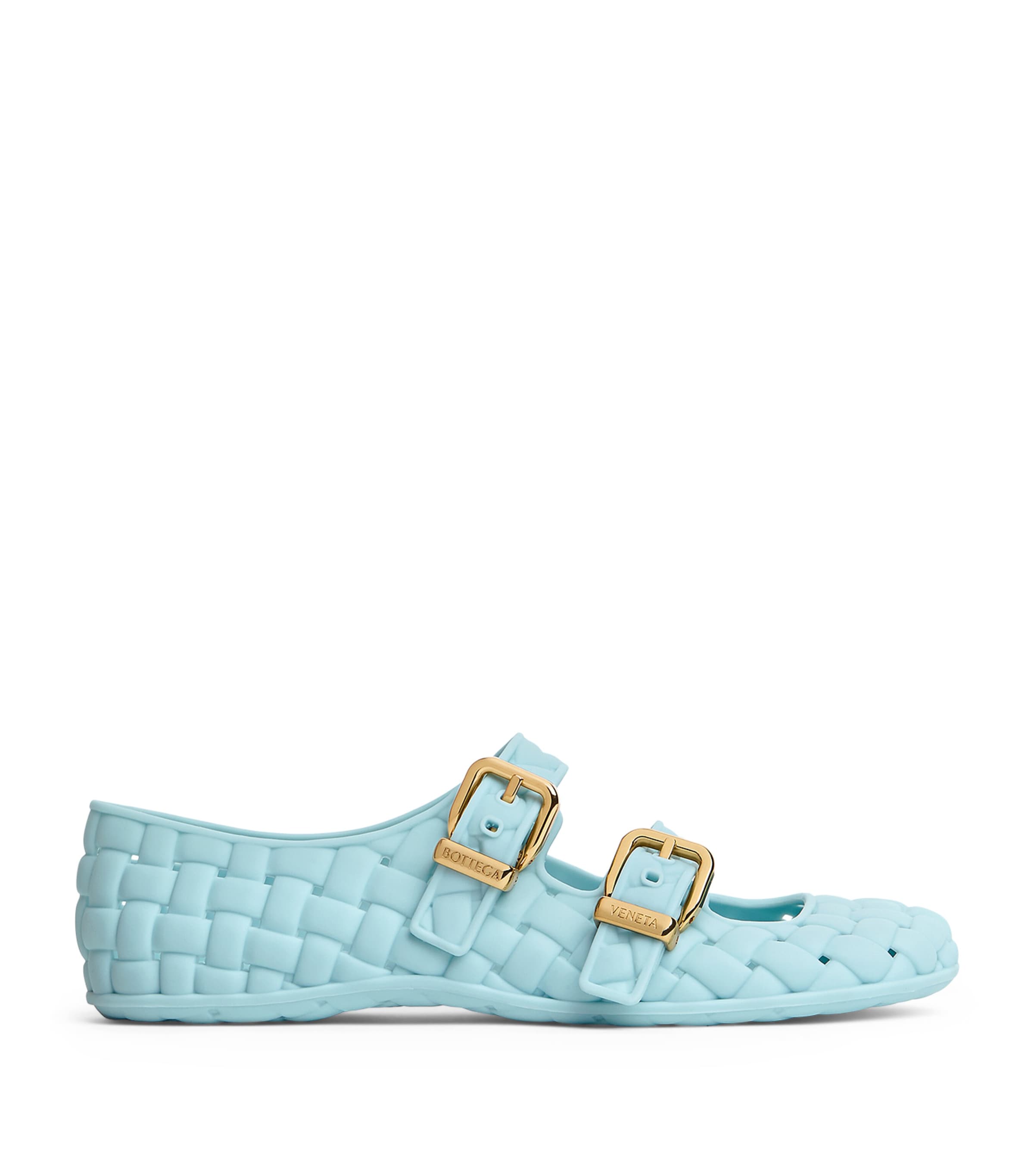 Bottega Veneta Amy Intreccio Dual Mary Jane Ballerina Flats In Blue