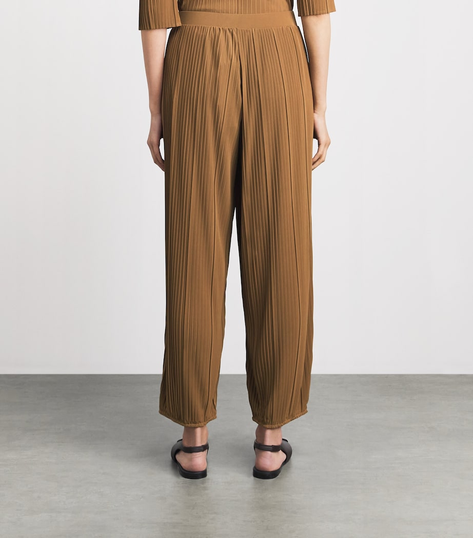 MM Womens Chiffon Plissé Pleated Trousers Hazelnut Brown Image 5
