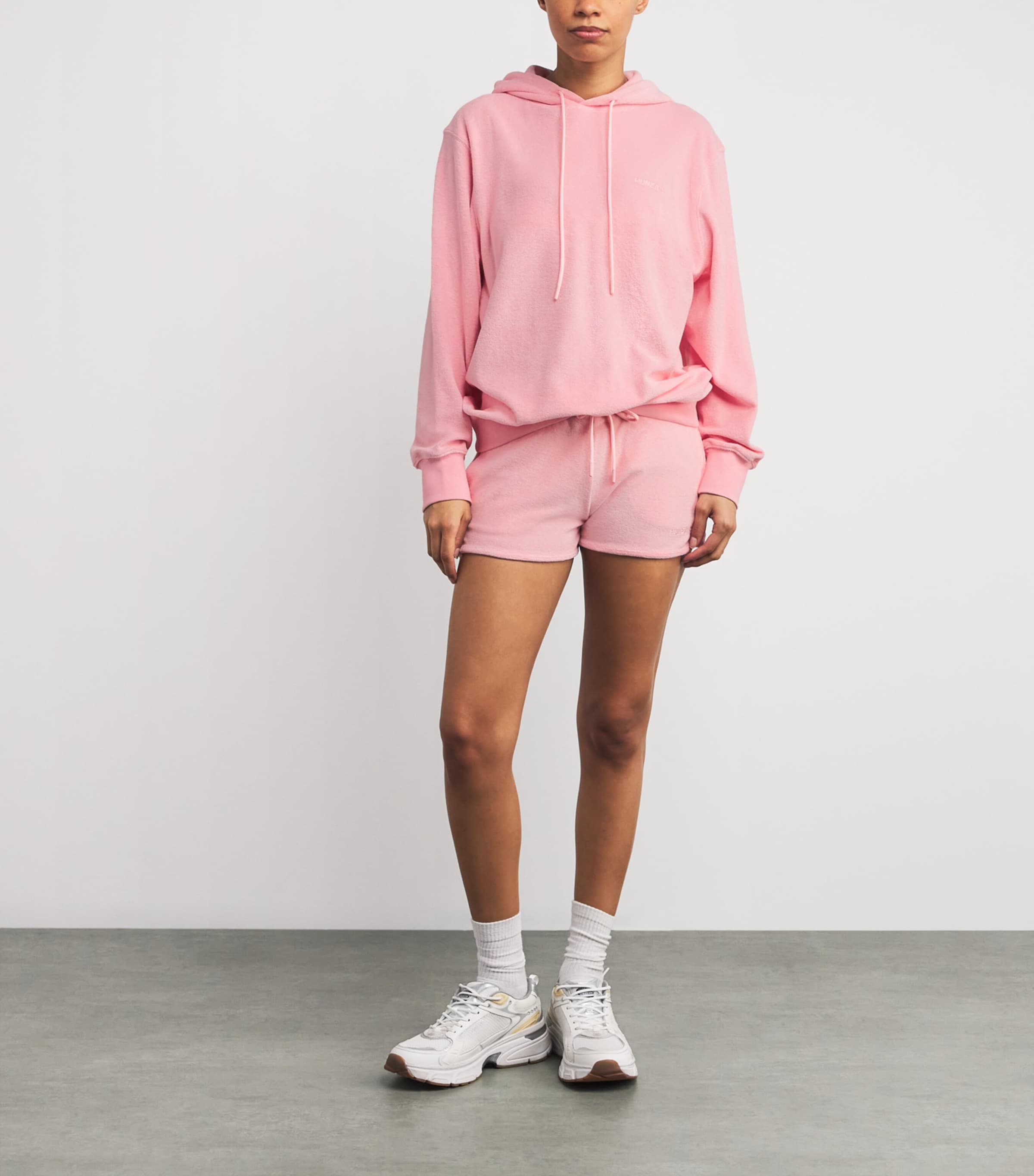 Cotton Terry Towelling Hoodie PINK Image 2