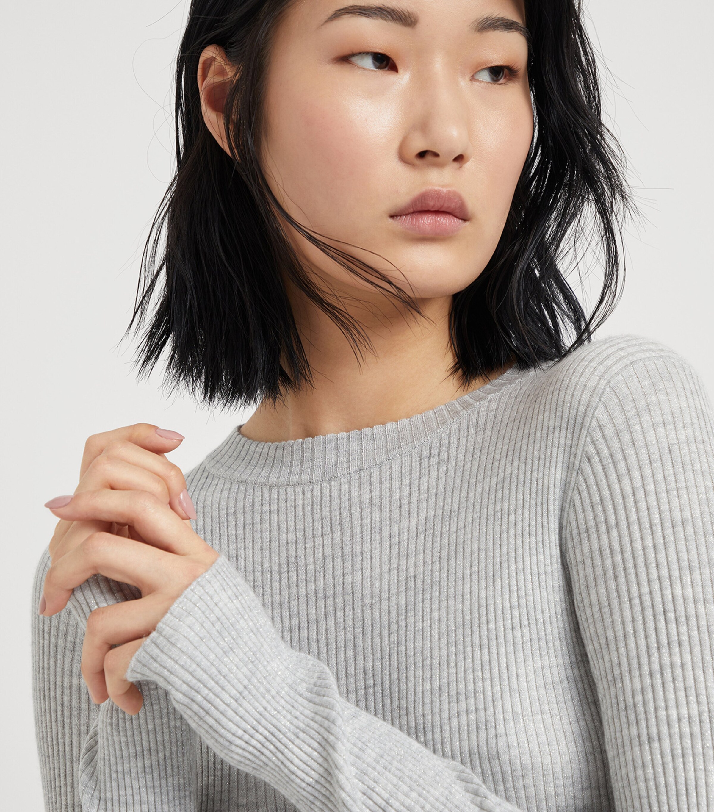Brunello Cucinelli Grey Cashmere-Blend Sparkle Sweater | Harrods UK