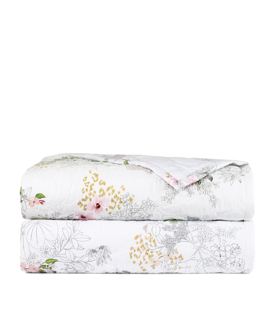 Yves Delorme Embroidered Orchidee Super King Bedcover (285cm x 250cm) Multicoloured Image 1