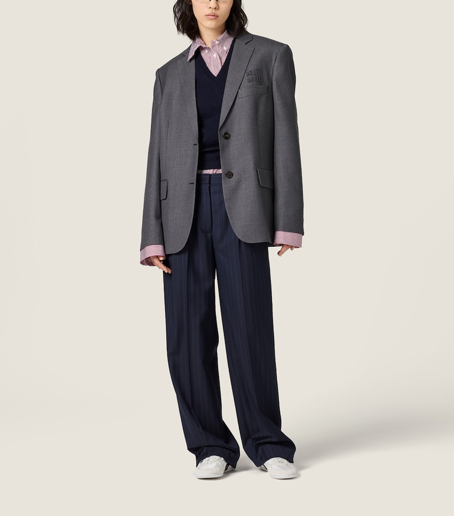 Miu Miu Womens Wool Shirt Sleeve-Detail Blazer Image 2
