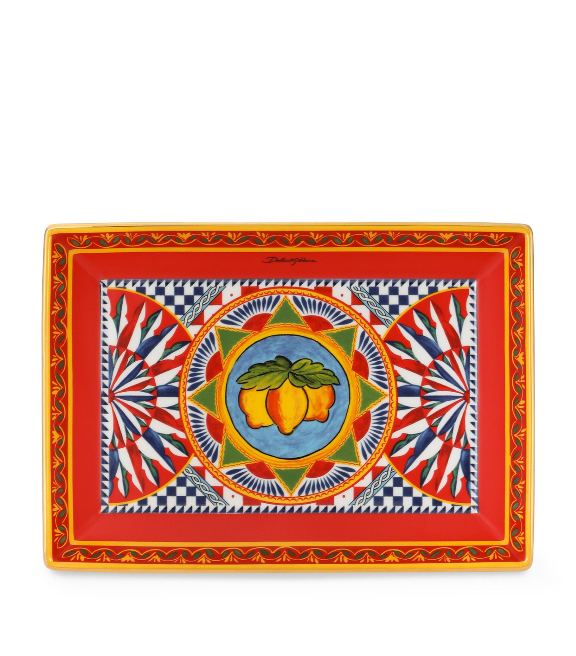 Dolce&Gabbana Casa Porcelain Carretto Trinket Tray Limoni F.do Az Image 3