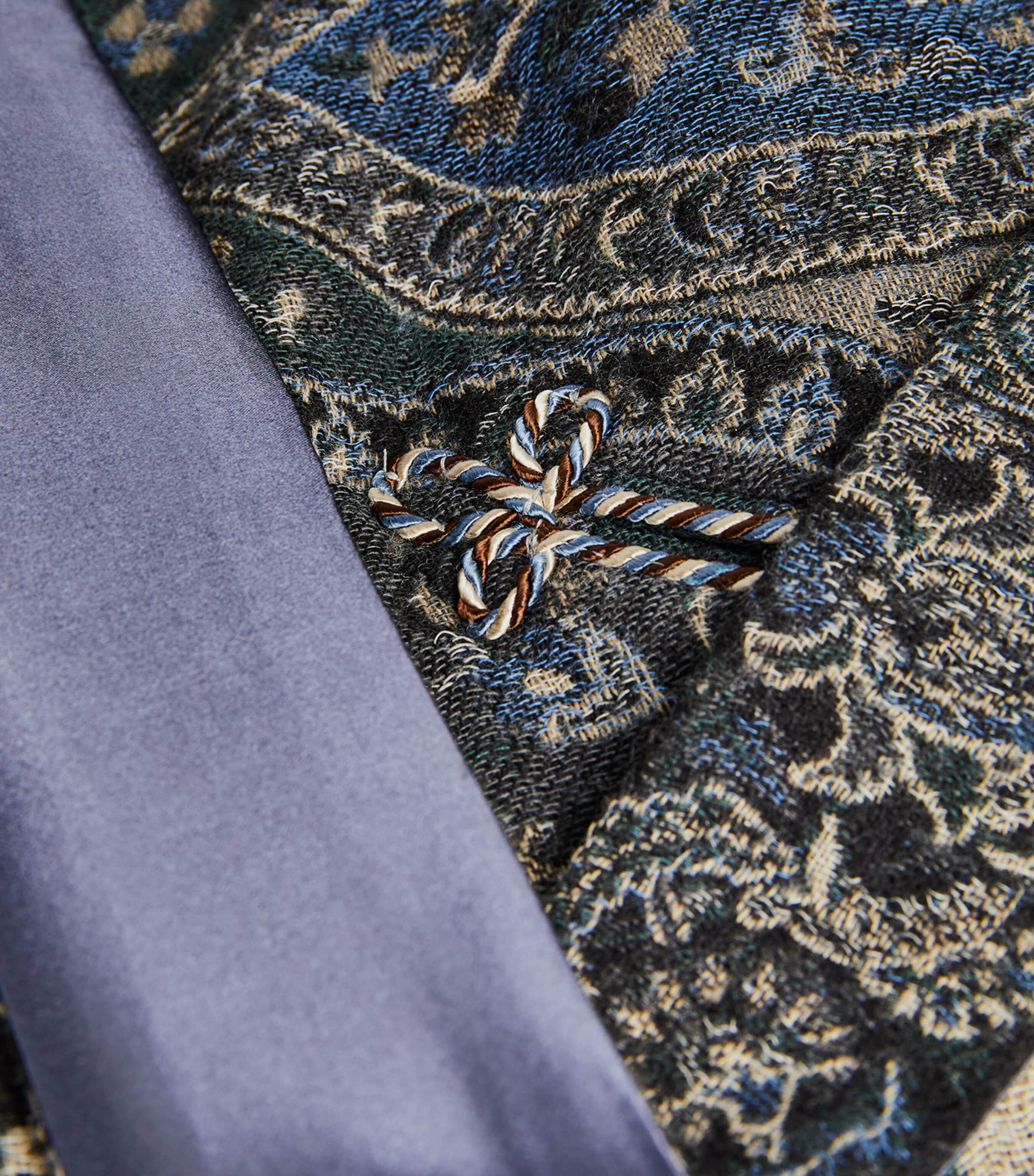 Paisley Jacquard Dressing Gown GREY BLUE Image 5