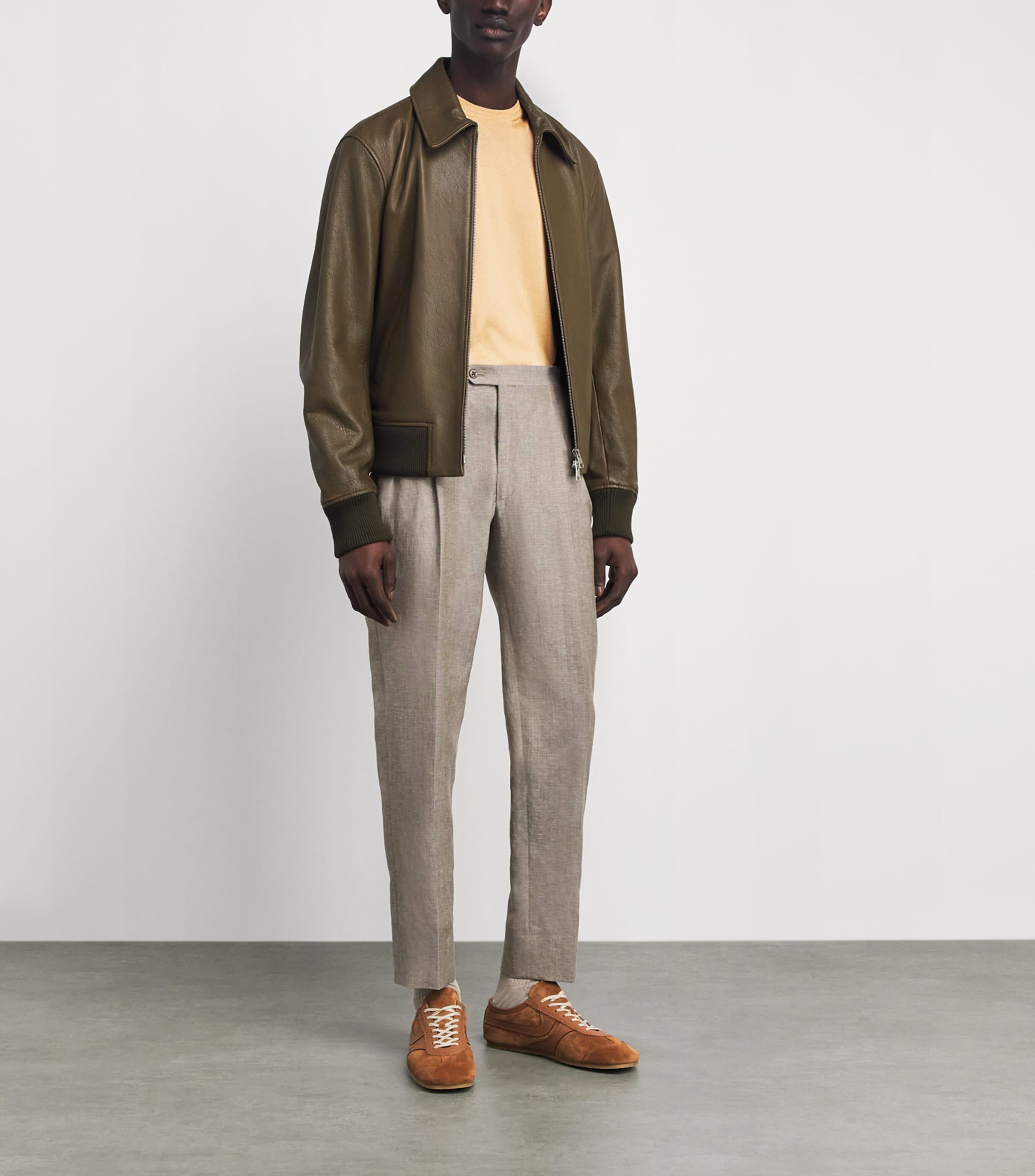 Colombo Mens Silk Crew-Neck Sweater Mustard Image 2