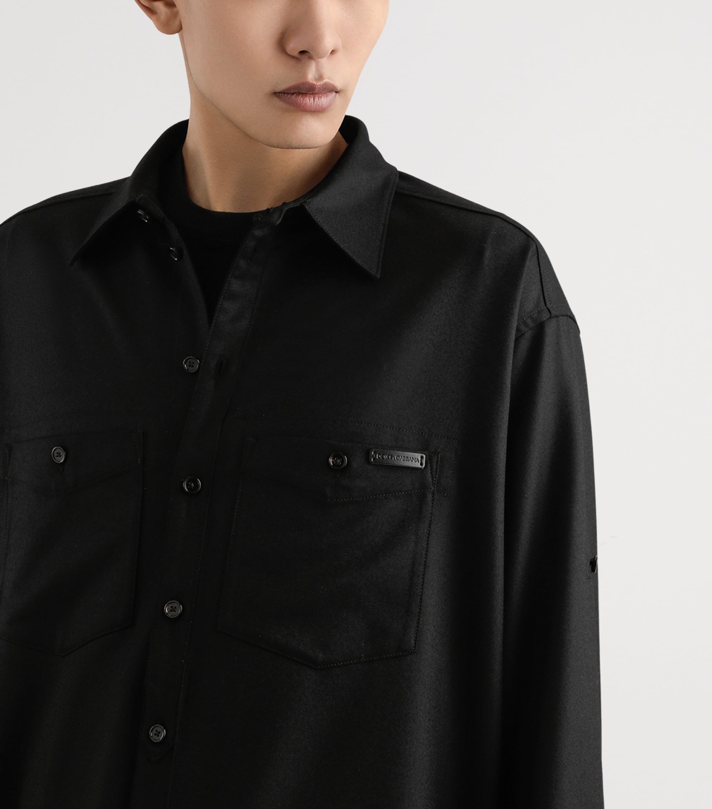 Virgin Wool-Cotton Shirt N0000 BLACK Image 4