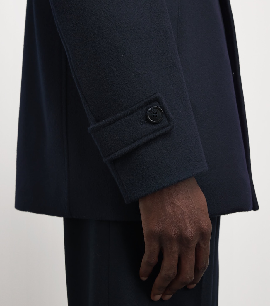 Herno Mens Cashmere Car Coat Blu Scuro Image 3