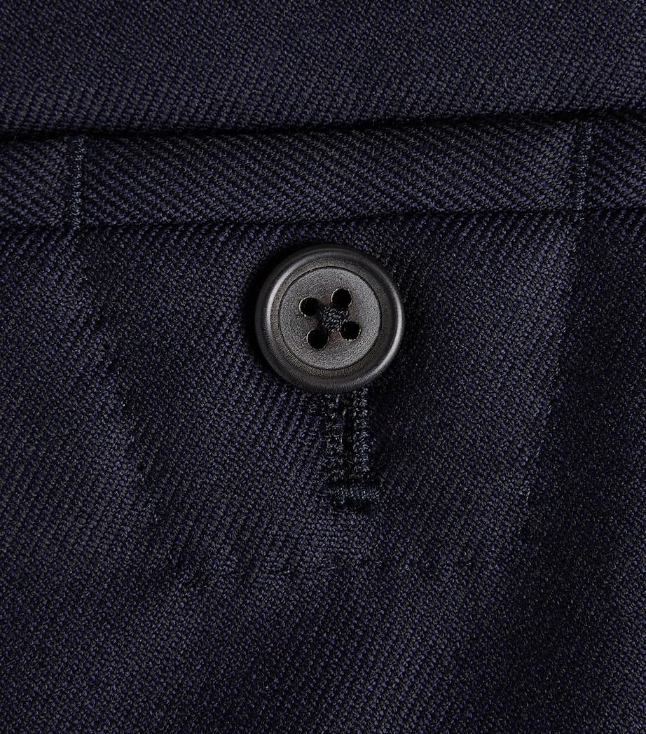 Corneliani Mens Stretch-Virgin Wool Drawstring Trousers Navy Blue Image 6