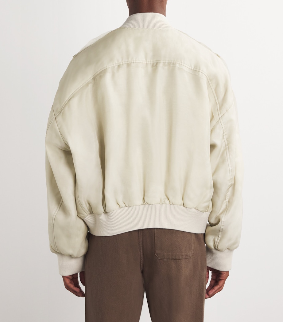 COLE BUXTON Mens Organza Bomber Jacket Vintage White Image 4