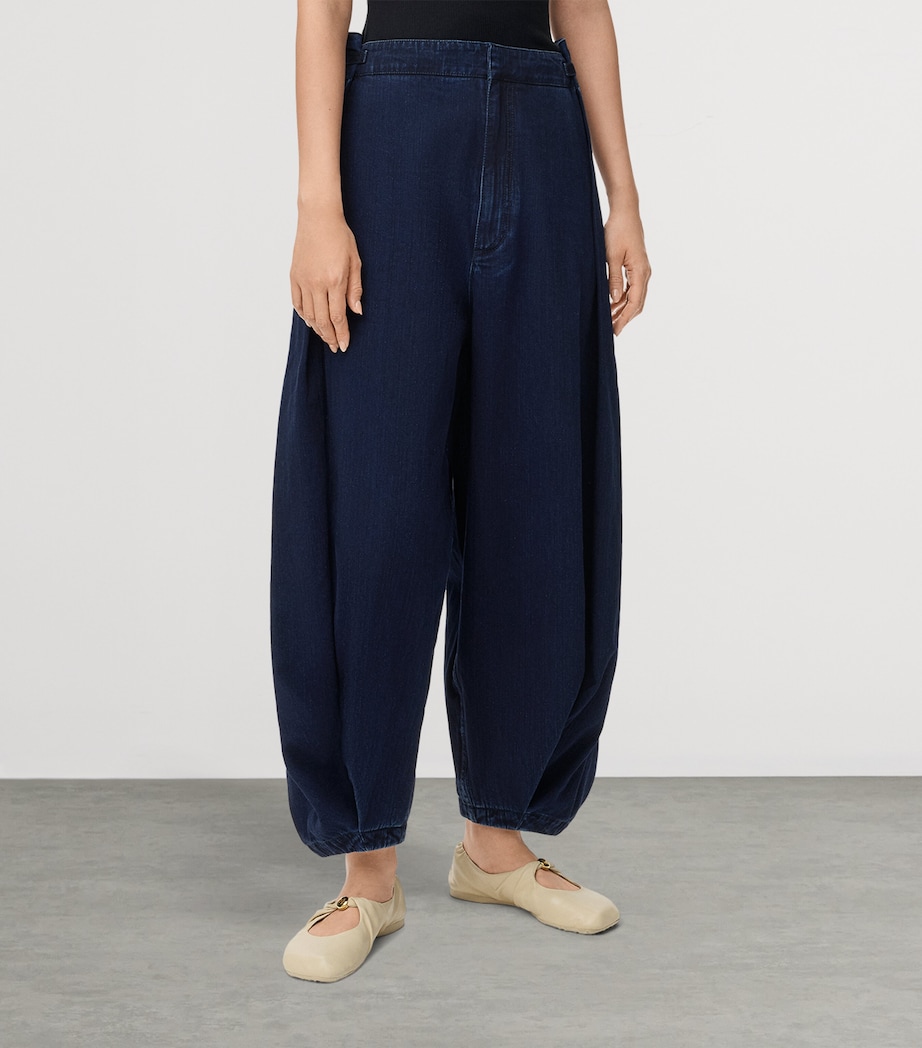 Draped Barrel-Leg Jeans DARK INDIGO Image 3