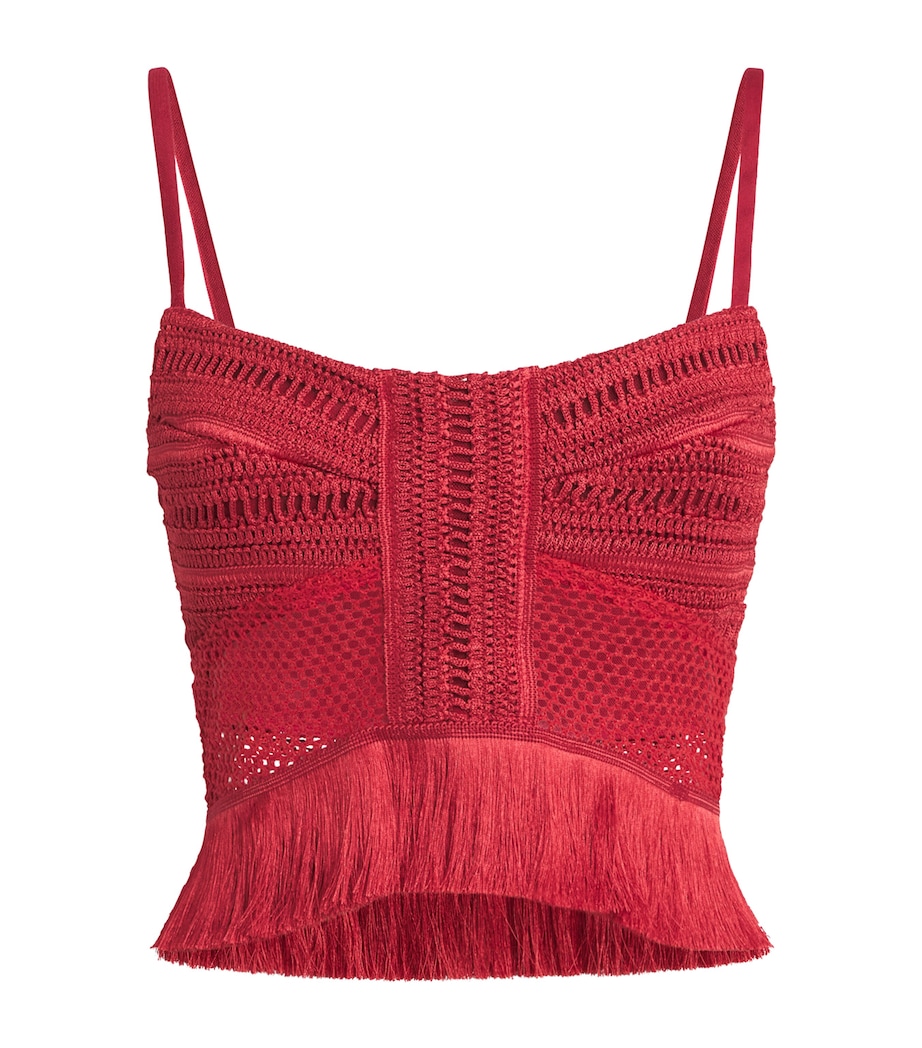 Fringed Radiant Crop Top DARK RED Image 1