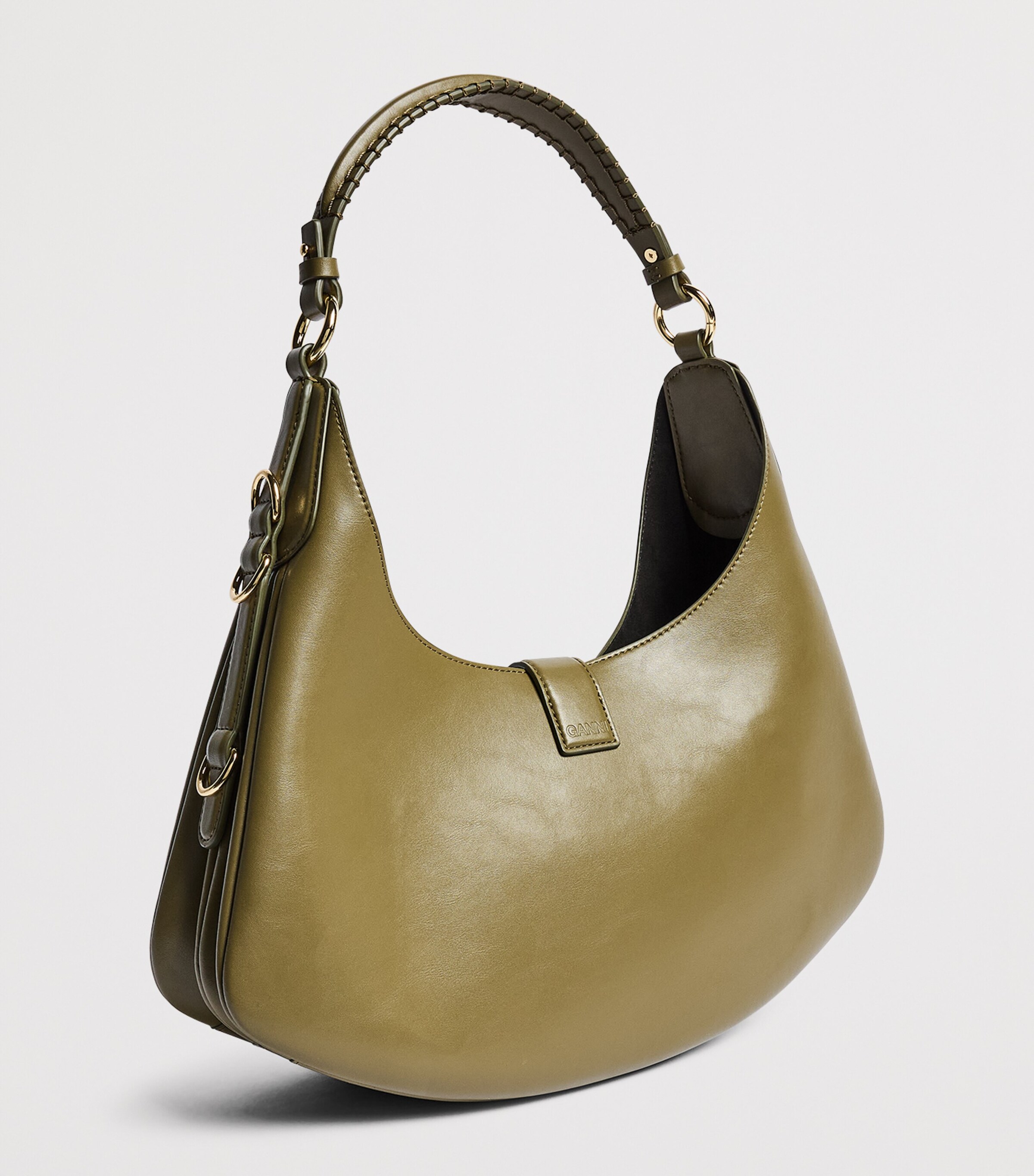 GANNI Womens Small Kat Shoulder Bag Military Olive Image 3
