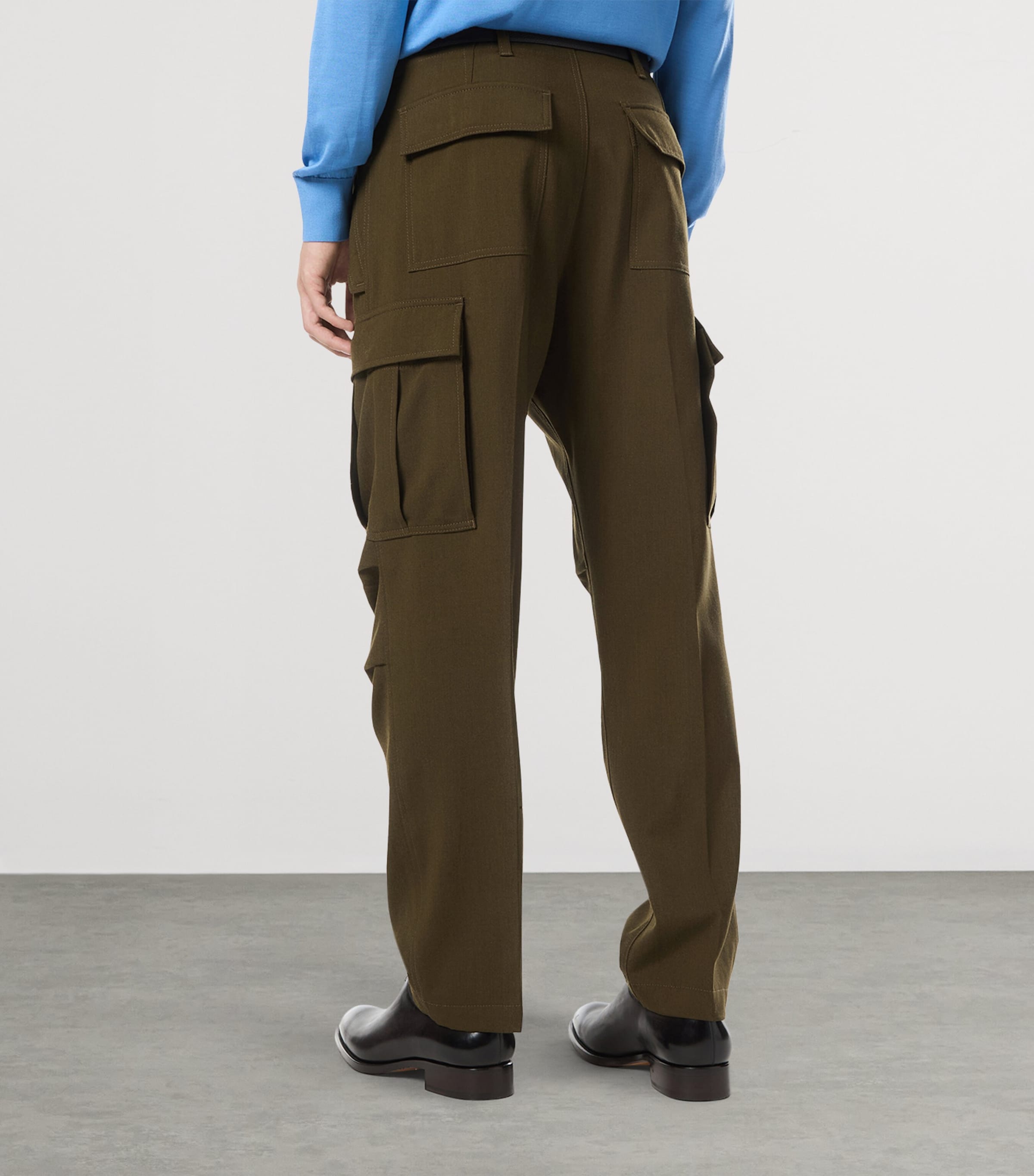 Virgin Wool-Blend Cargo Trousers GAV Image 3