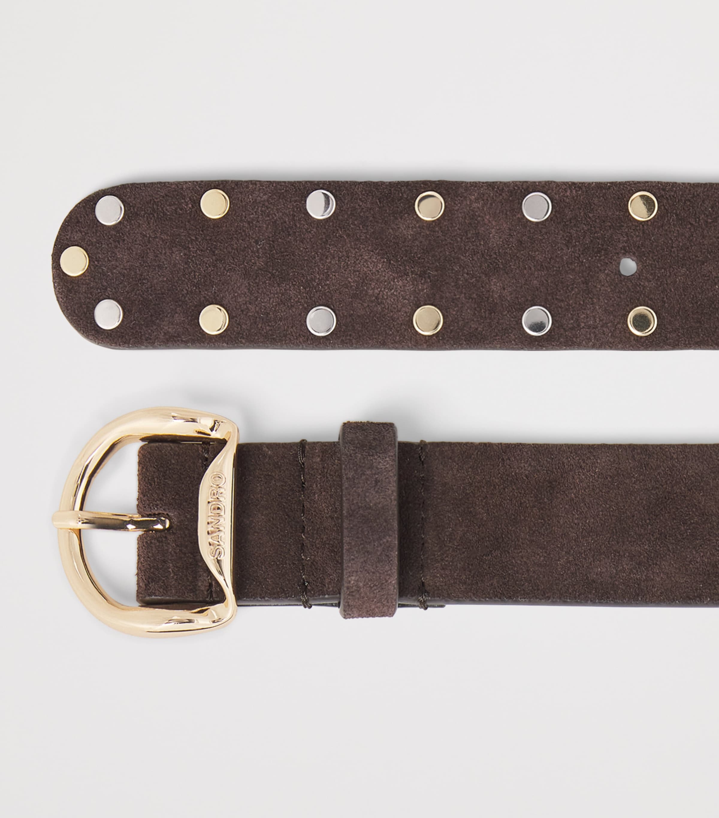 Leather Rivet Belt BROWN Image 4