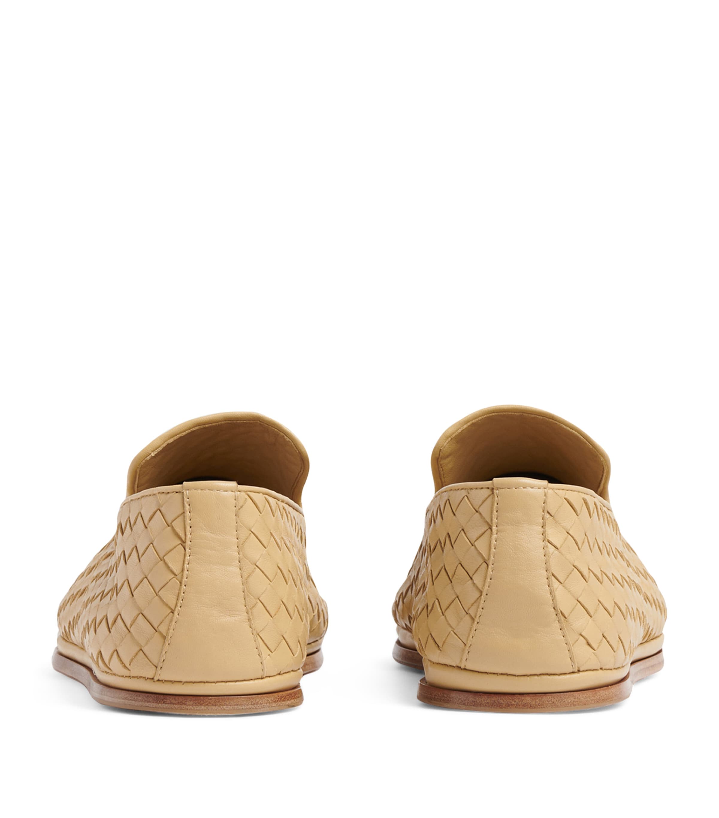 スリッポン BOTTEGA VENETA IVORY LEATHER PARCO SLIPPERS Parco Intrecciato leather slides in white - Bottega Veneta