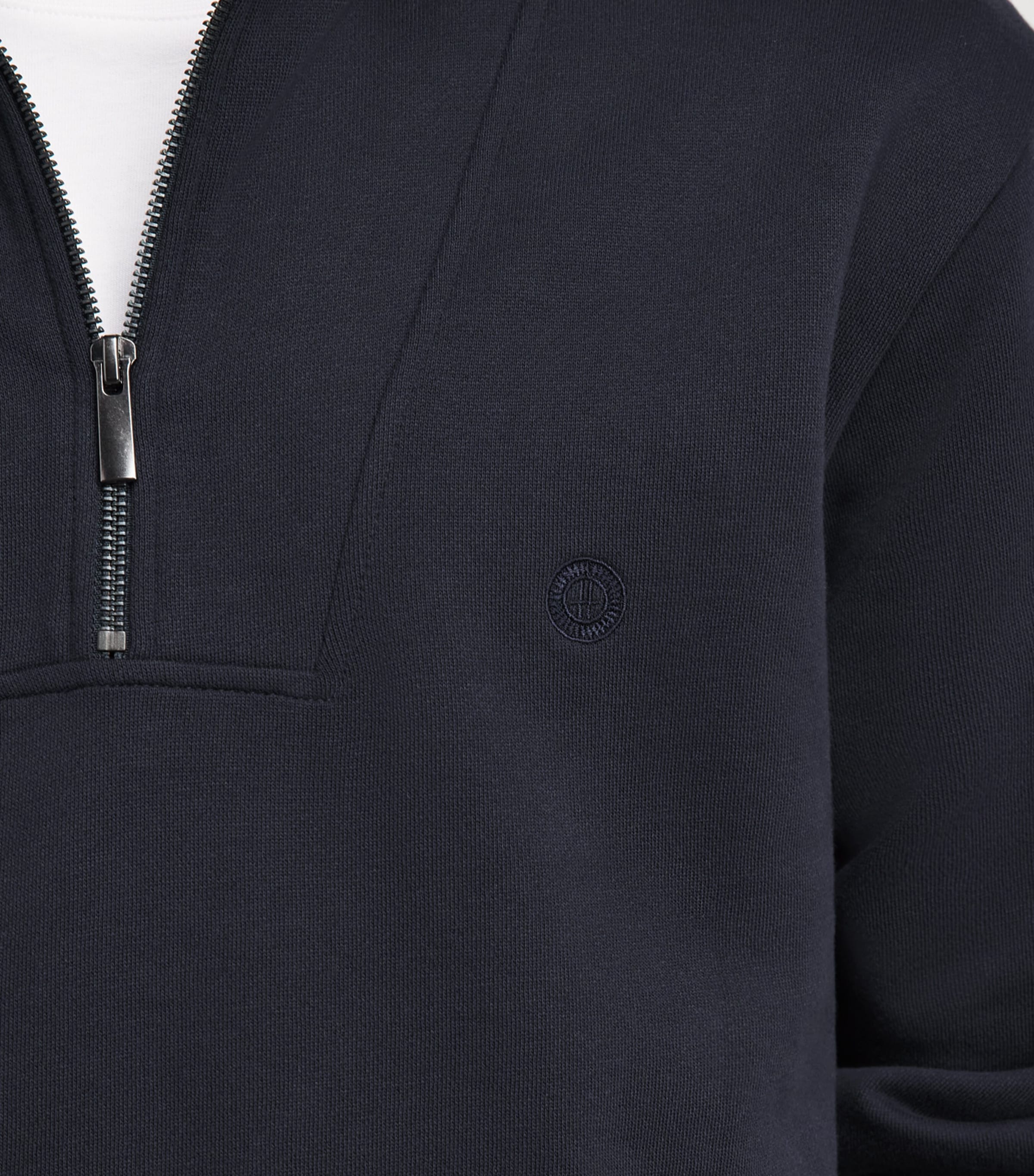 Harrods Mens Cotton Jersey Quarter-Zip Sweatshirt Navy Image 3