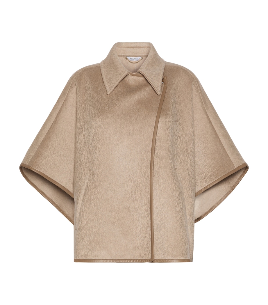 Max Mara Womens Cashmere Double-Breasted Cape Beige Image 1