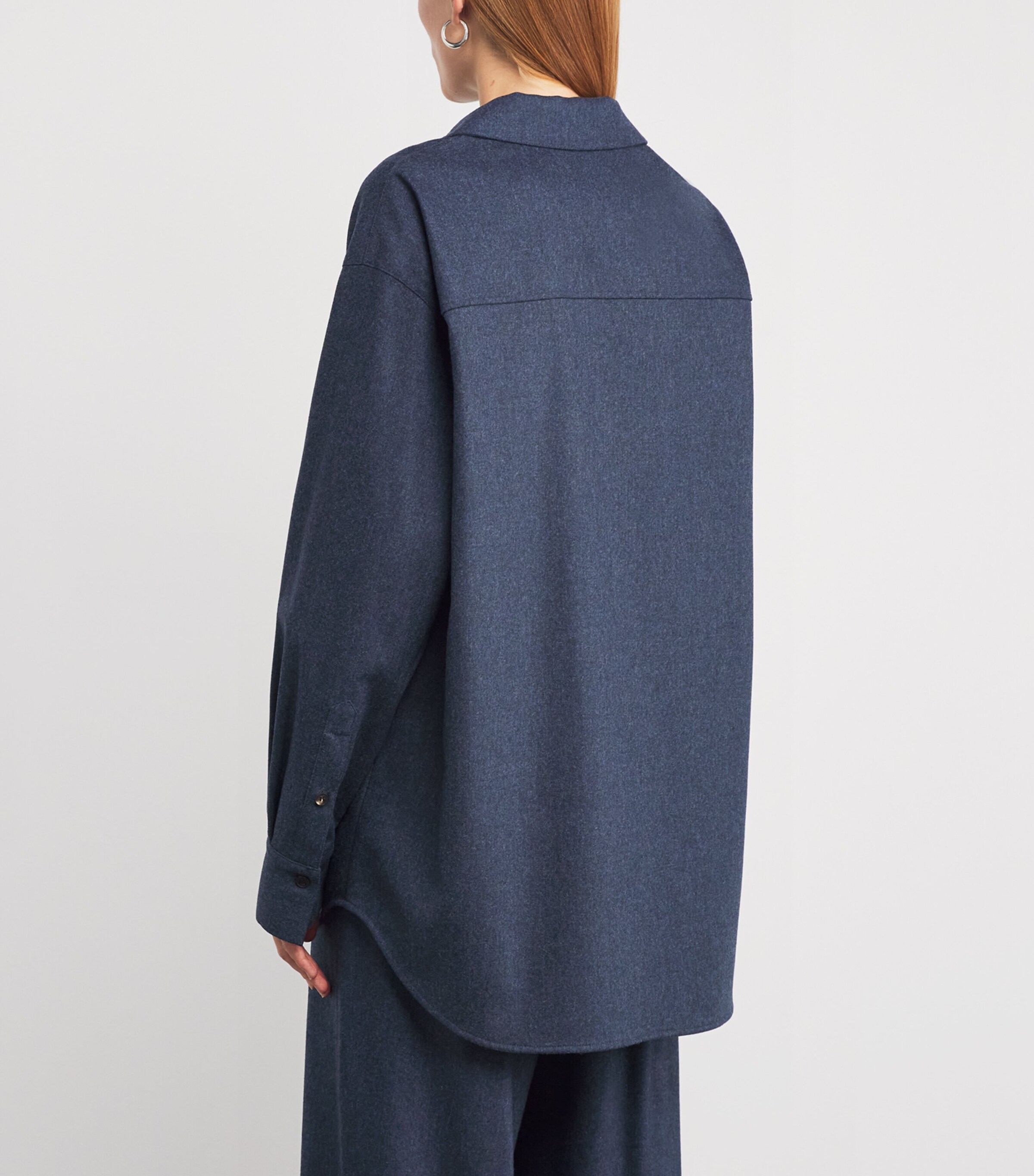 Lafayette 148 Womens Wool-Cashmere Pullover Shirt Admr Blu Mln Image 4