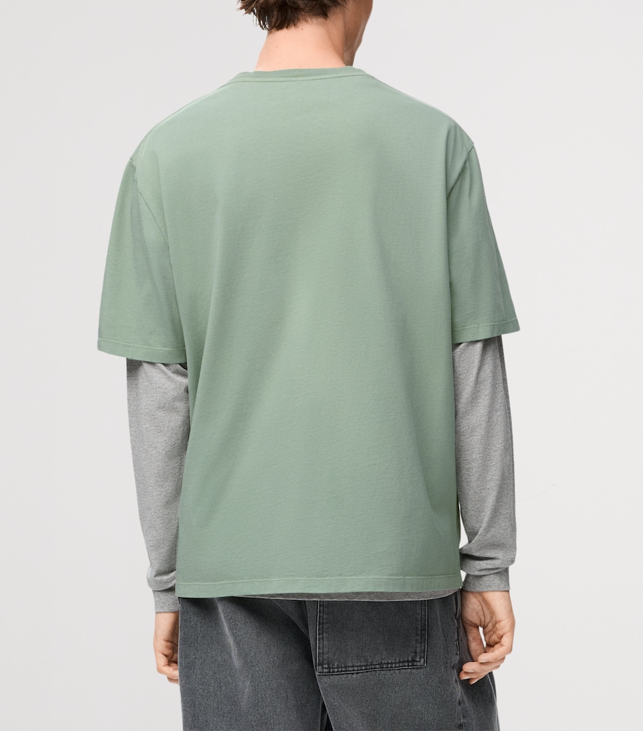 LOEWE Mens Cotton-Blend Anagram T-Shirt Sage Image 4