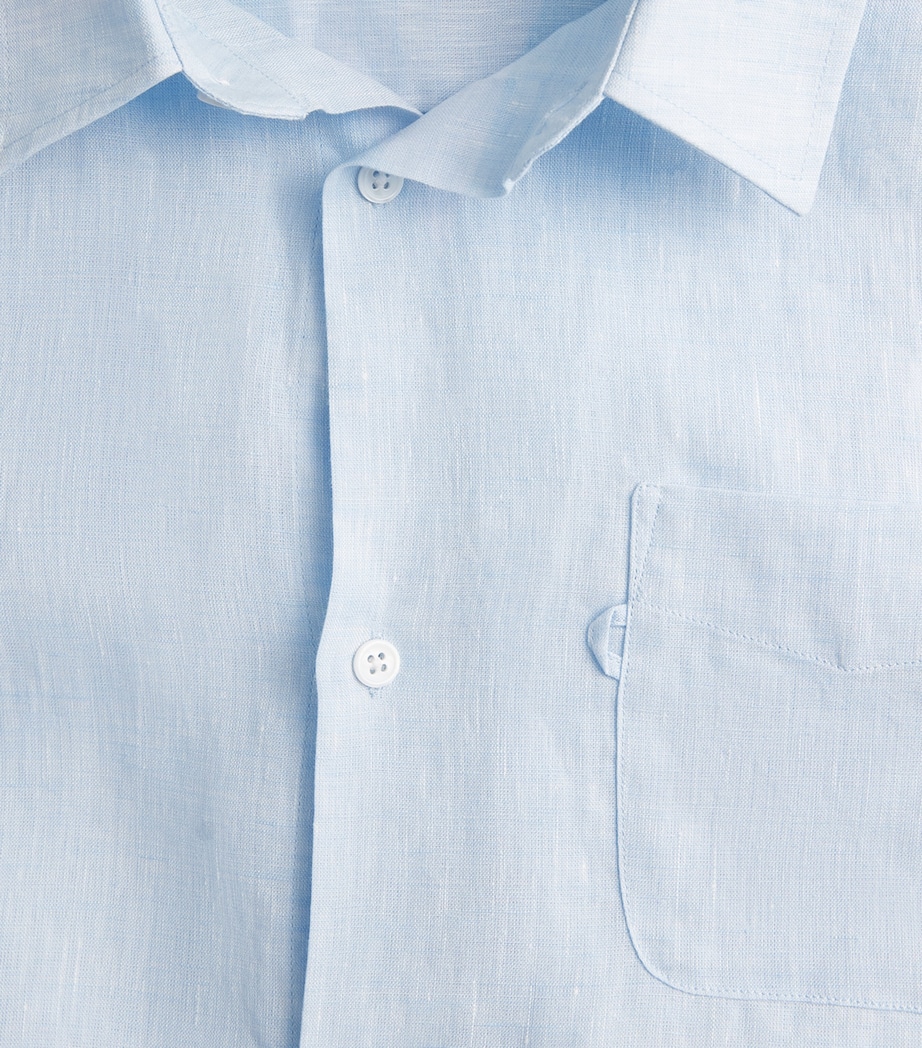 Derek Rose Mens Linen Monaco Shirt Blu Image 6