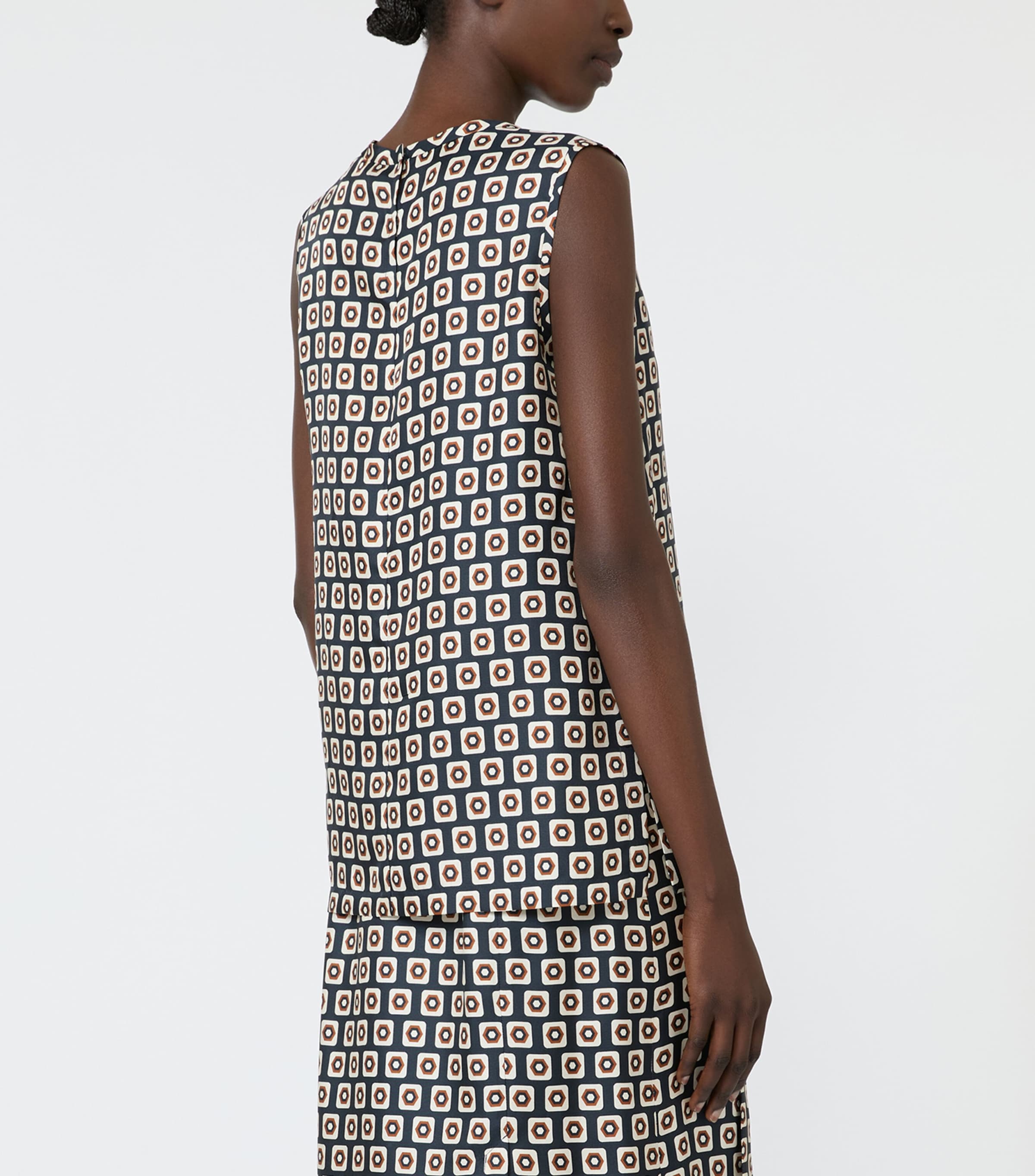 Max Mara Womens Silk Geometric Blouse Ultramarine Image 4