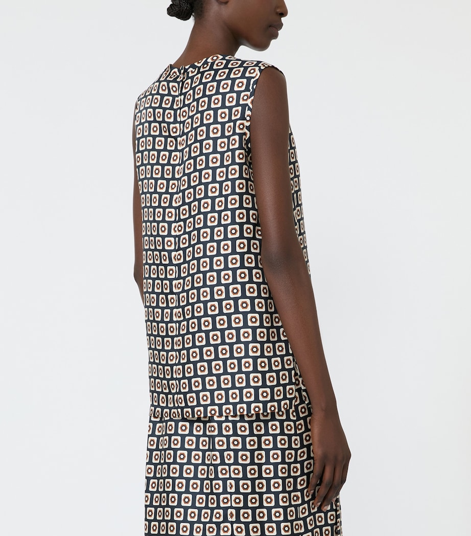 Max Mara Womens Silk Geometric Blouse Ultramarine Image 4