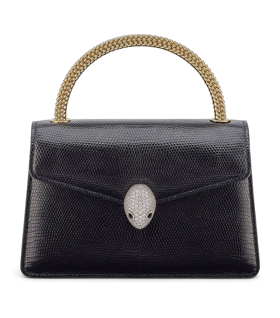 Mini Lizard Leather Serpenti Pallini Top-Handle Bag BLACK Image 1