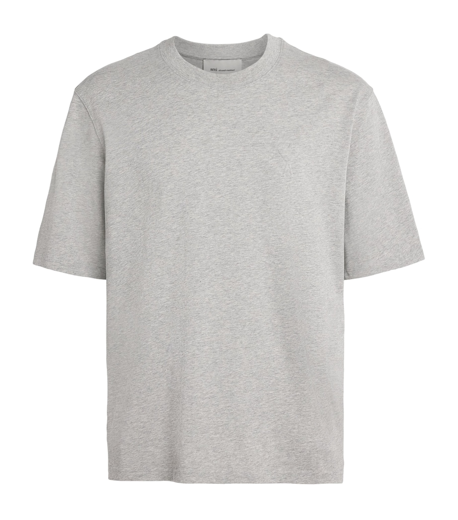 AMI Paris Mens Cotton Embossed Logo T-Shirt Grs Cndre Chine Image 1