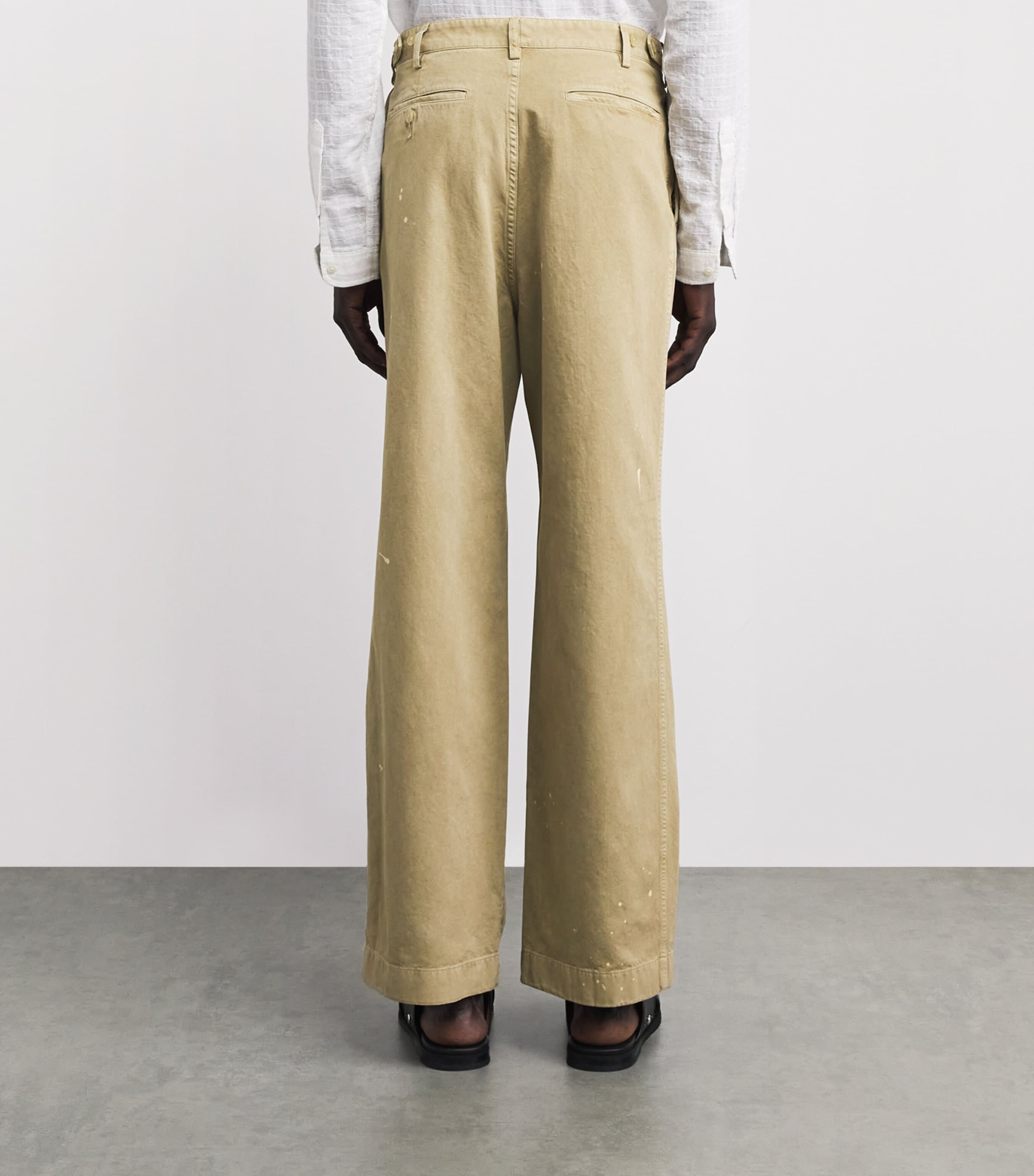 Auralee Mens Cotton Garment-Dyed Chinos Beige Image 5