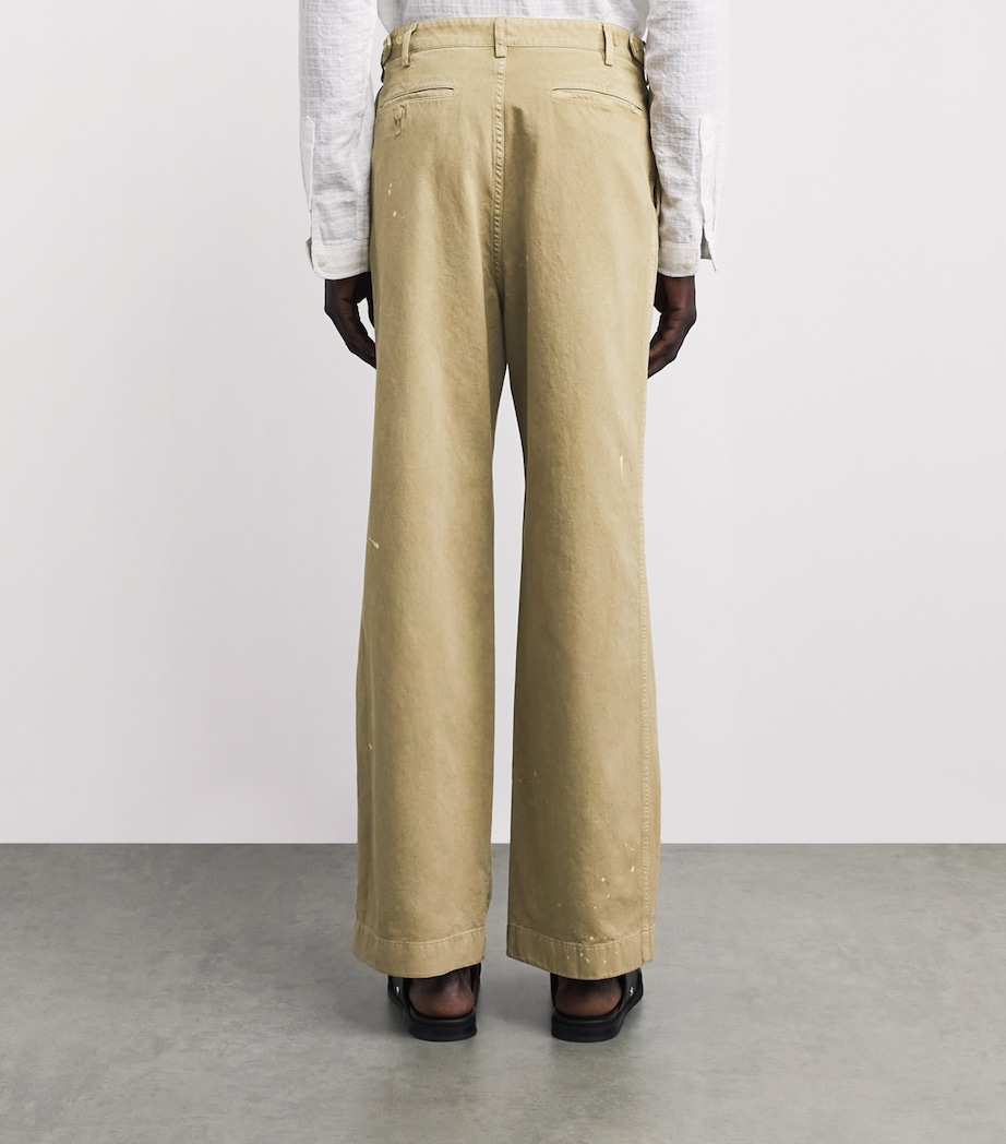 Auralee Mens Cotton Garment-Dyed Chinos Beige Image 5